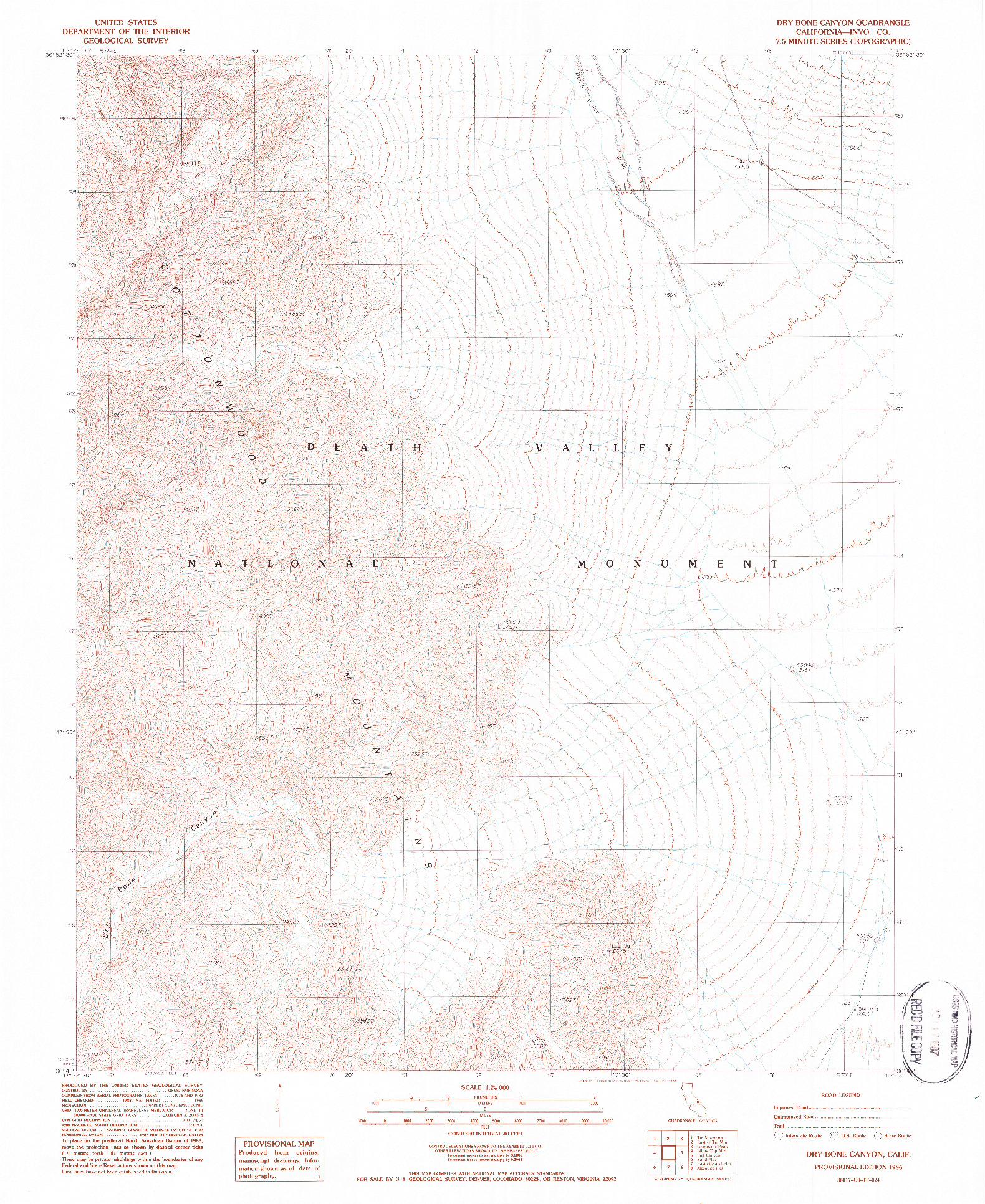 USGS 1:24000-SCALE QUADRANGLE FOR DRY BONE CANYON, CA 1986