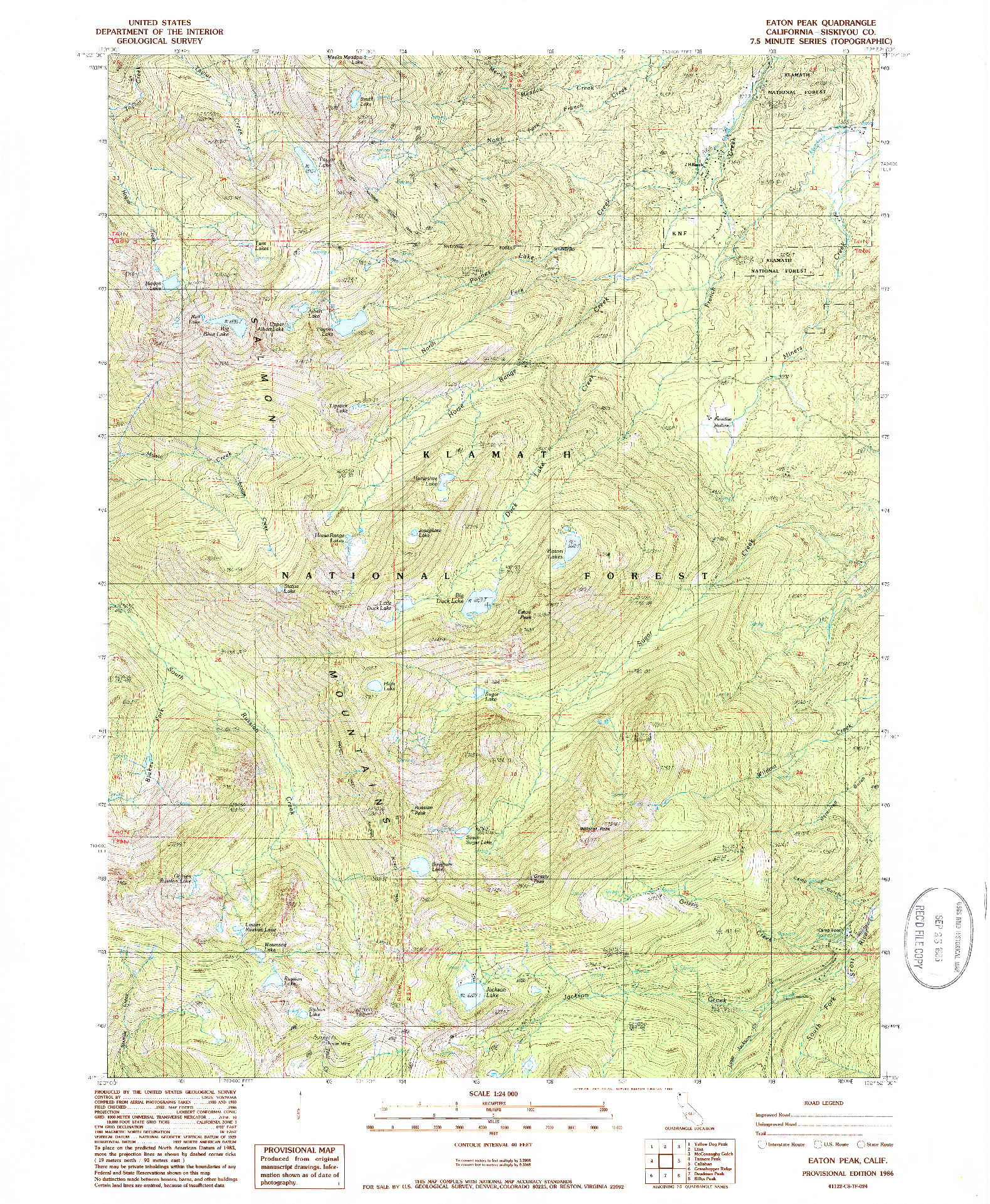 USGS 1:24000-SCALE QUADRANGLE FOR EATON PEAK, CA 1986