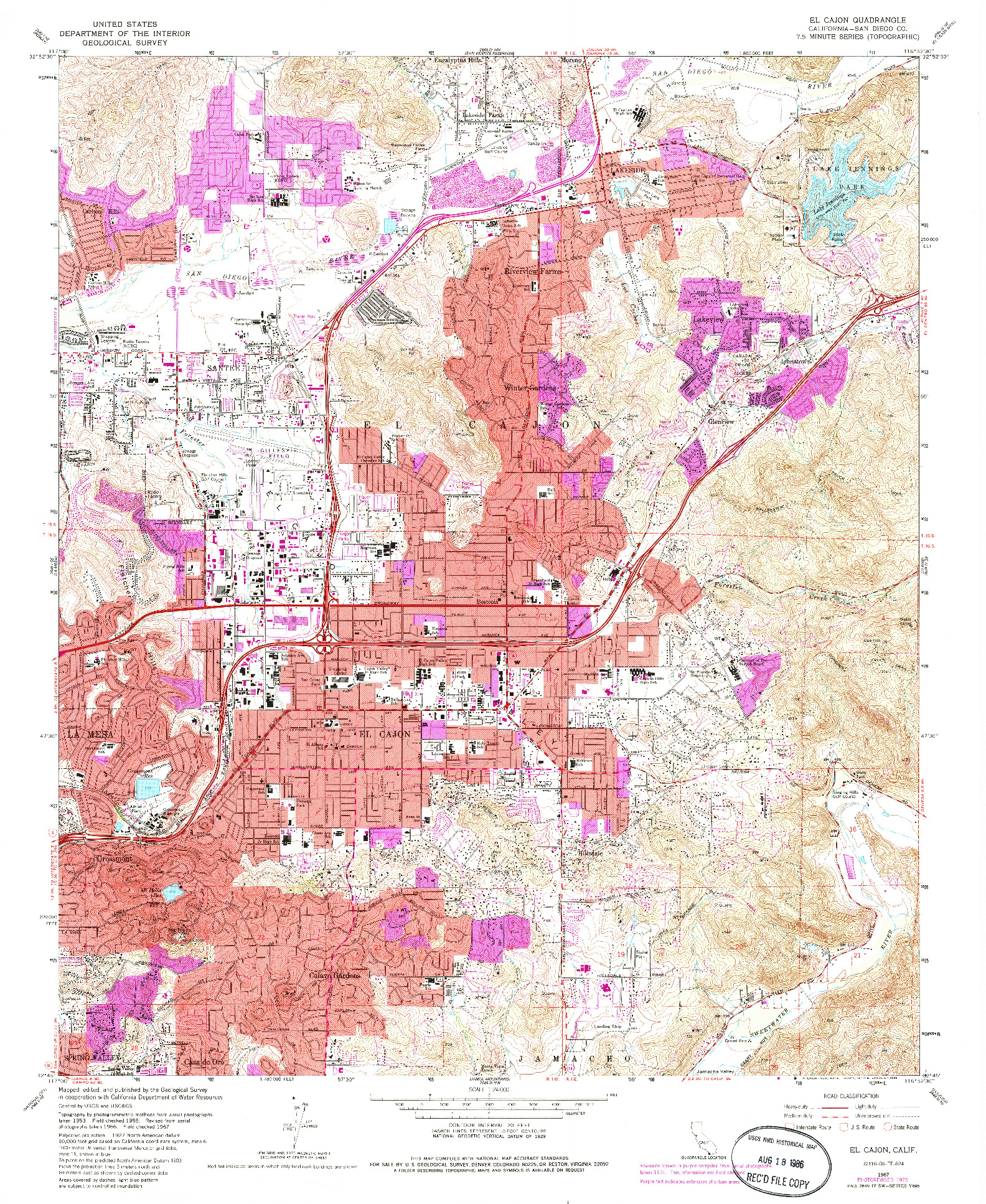 USGS 1:24000-SCALE QUADRANGLE FOR EL CAJON, CA 1967