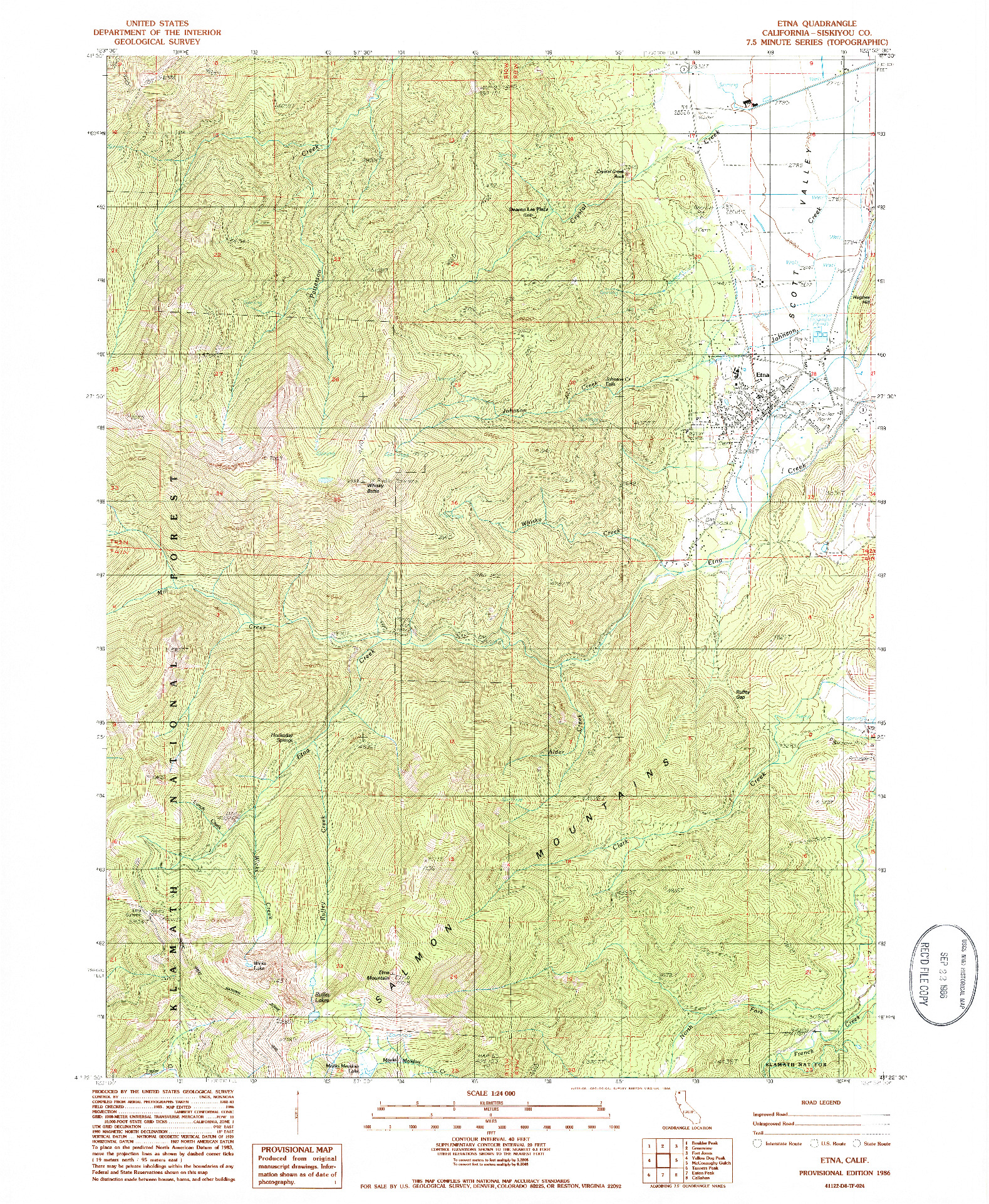 USGS 1:24000-SCALE QUADRANGLE FOR ETNA, CA 1986