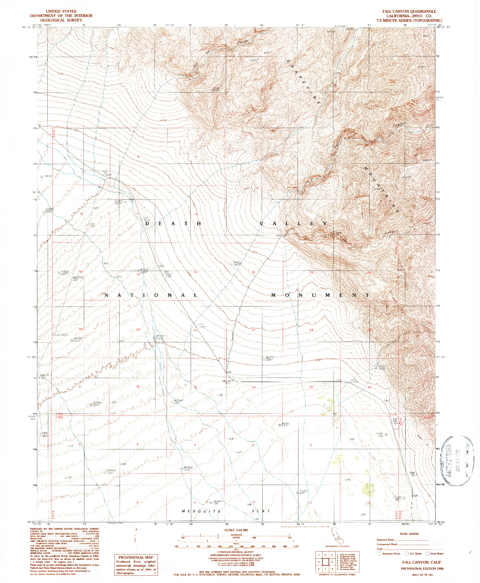 USGS 1:24000-SCALE QUADRANGLE FOR FALL CANYON, CA 1986