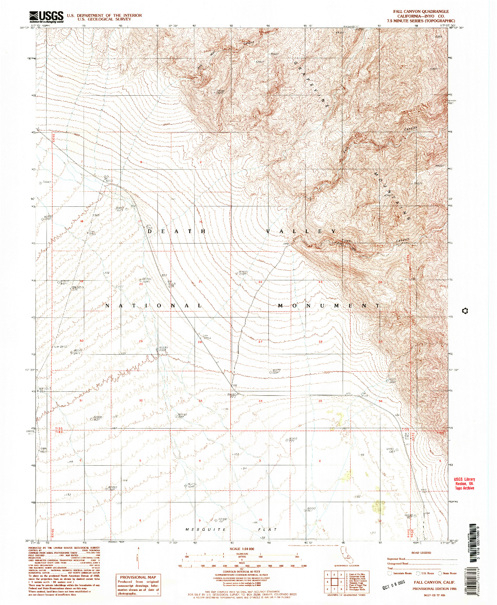 USGS 1:24000-SCALE QUADRANGLE FOR FALL CANYON, CA 1986