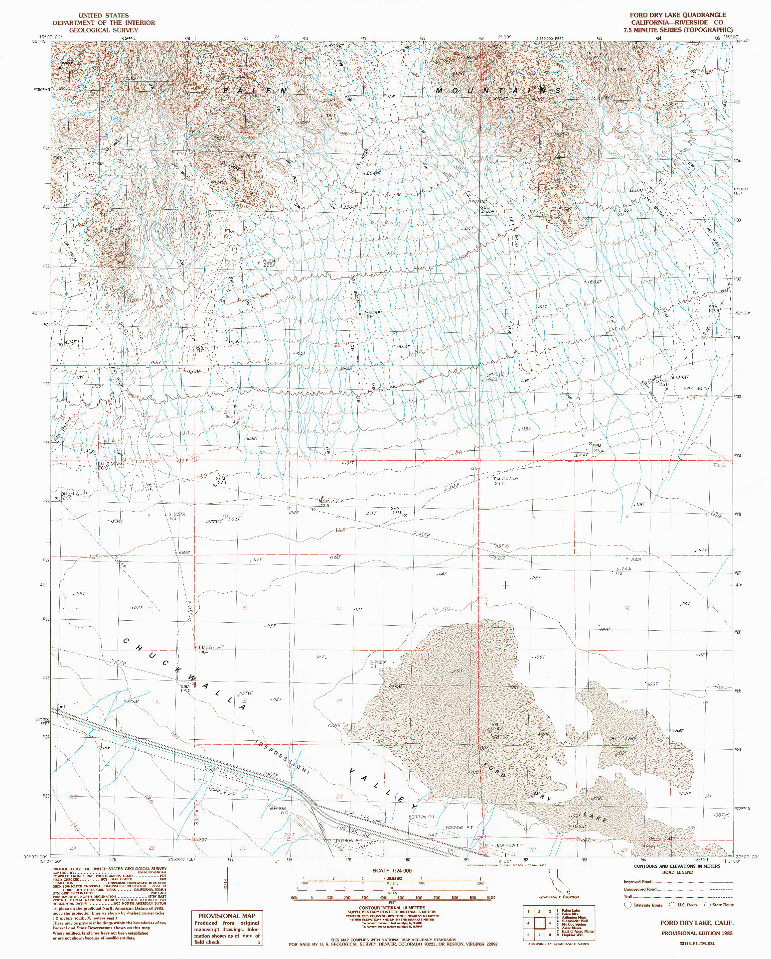 USGS 1:24000-SCALE QUADRANGLE FOR FORD DRY LAKE, CA 1983