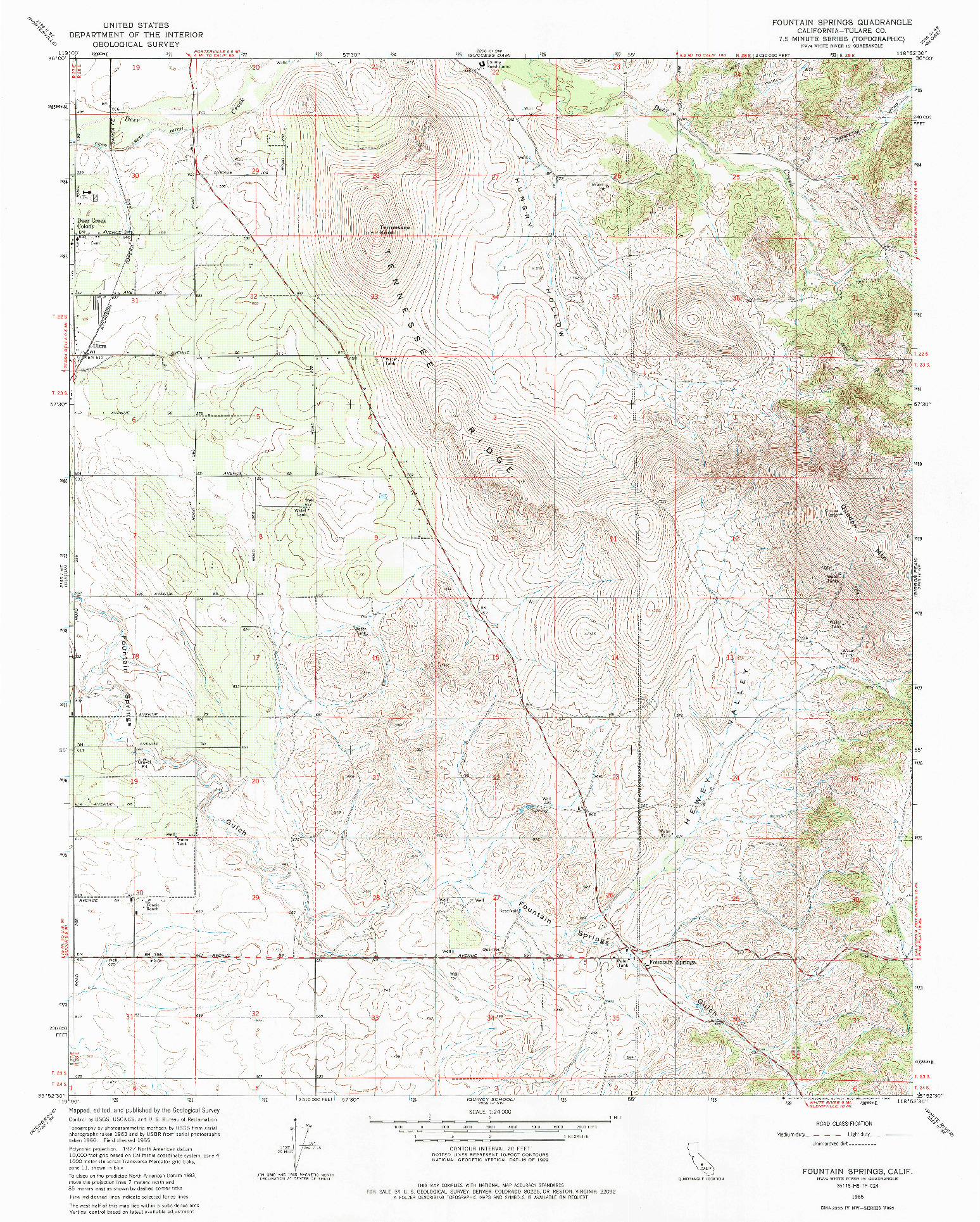 USGS 1:24000-SCALE QUADRANGLE FOR FOUNTAIN SPRINGS, CA 1965