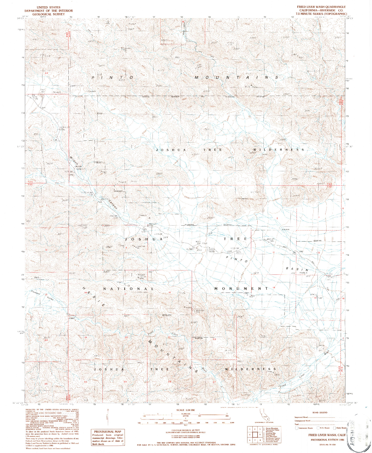 USGS 1:24000-SCALE QUADRANGLE FOR FRIED LIVER WASH, CA 1986