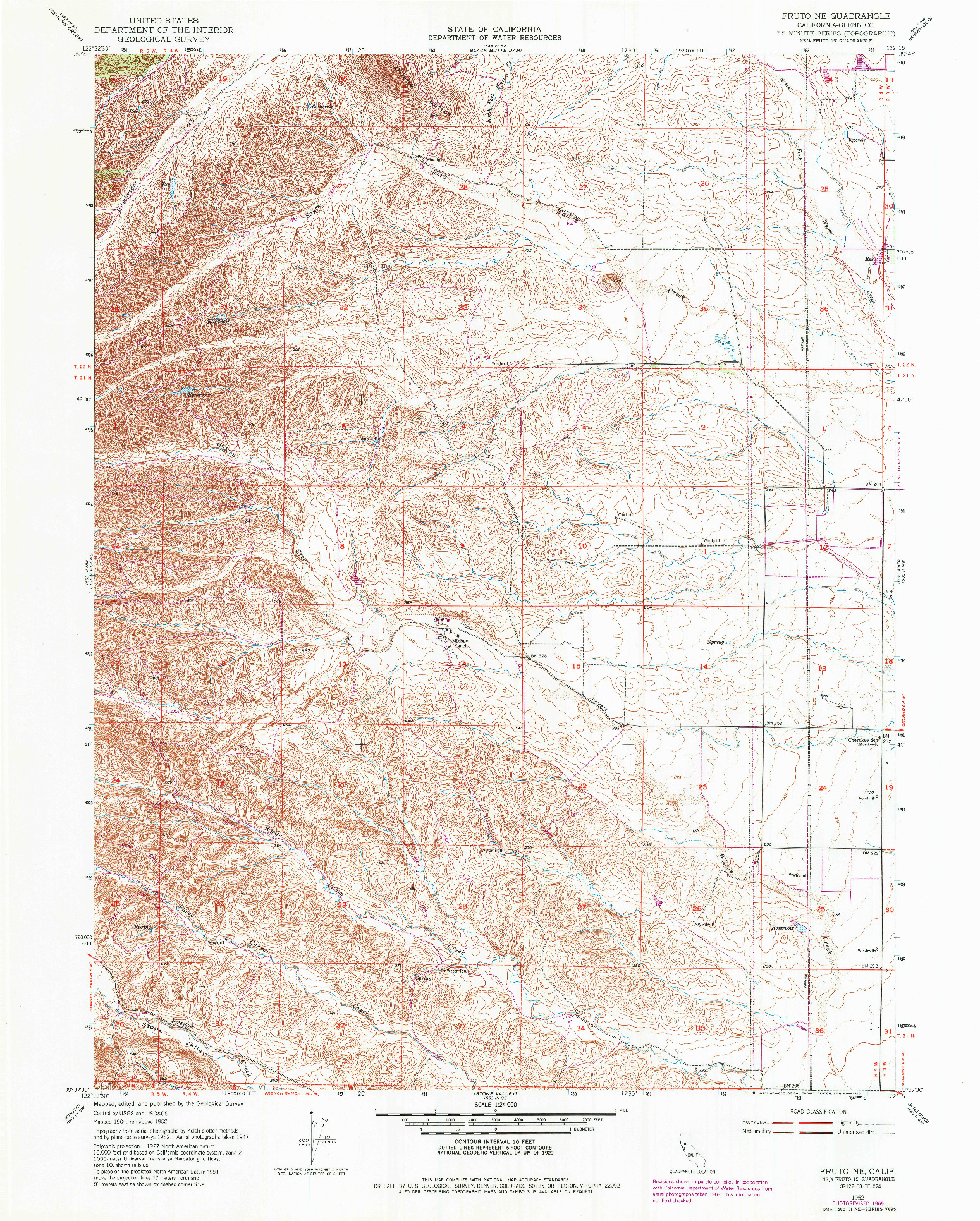 USGS 1:24000-SCALE QUADRANGLE FOR FRUTO NE, CA 1952