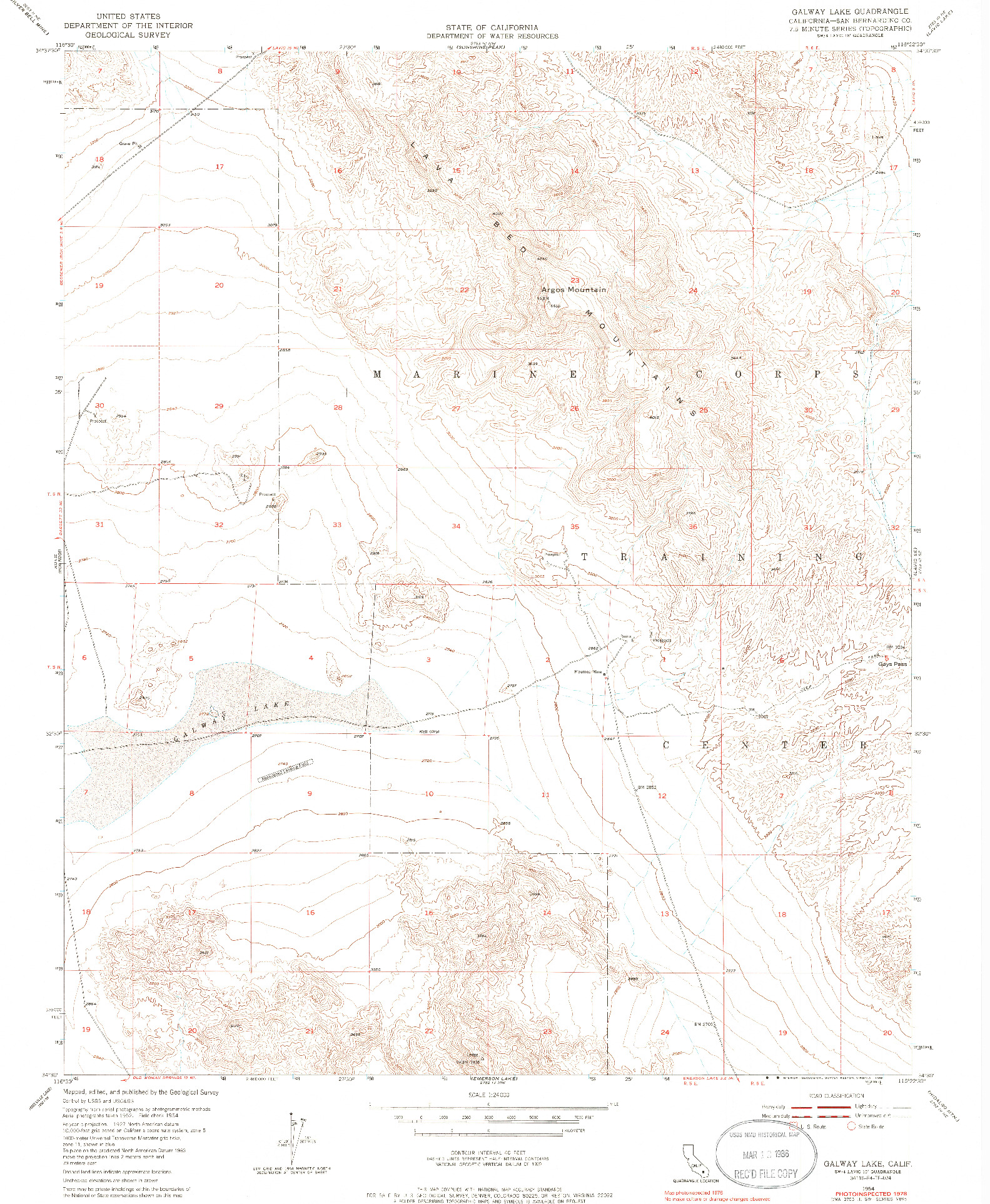 USGS 1:24000-SCALE QUADRANGLE FOR GALWAY LAKE, CA 1954