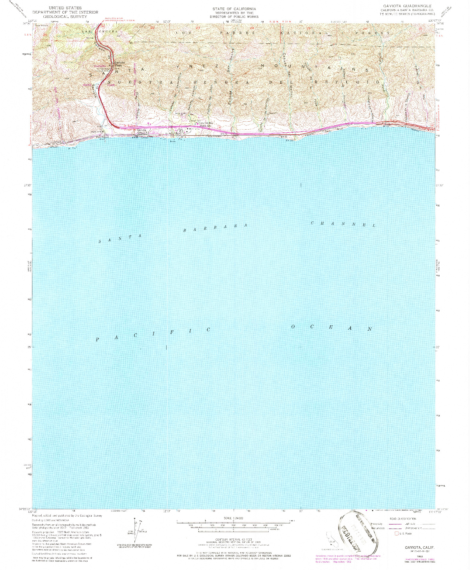 USGS 1:24000-SCALE QUADRANGLE FOR GAVIOTA, CA 1953