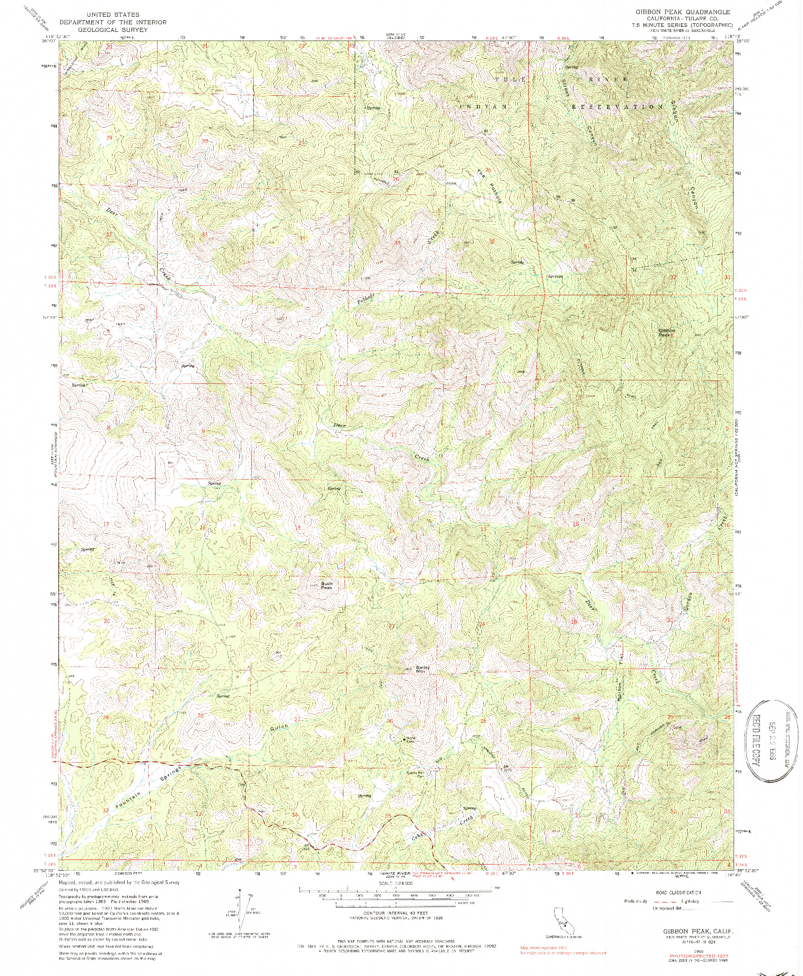 USGS 1:24000-SCALE QUADRANGLE FOR GIBBON PEAK, CA 1965