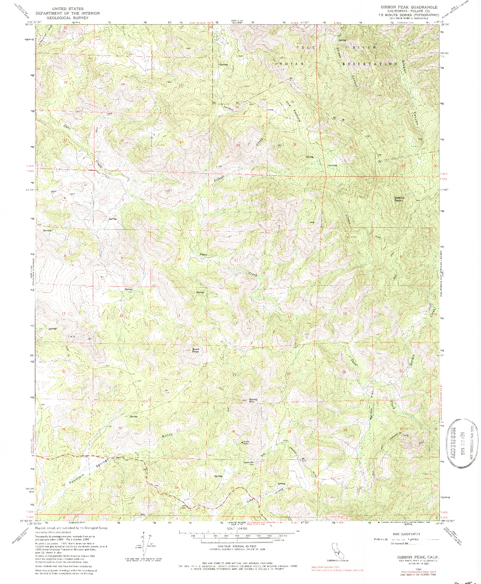USGS 1:24000-SCALE QUADRANGLE FOR GIBBON PEAK, CA 1965
