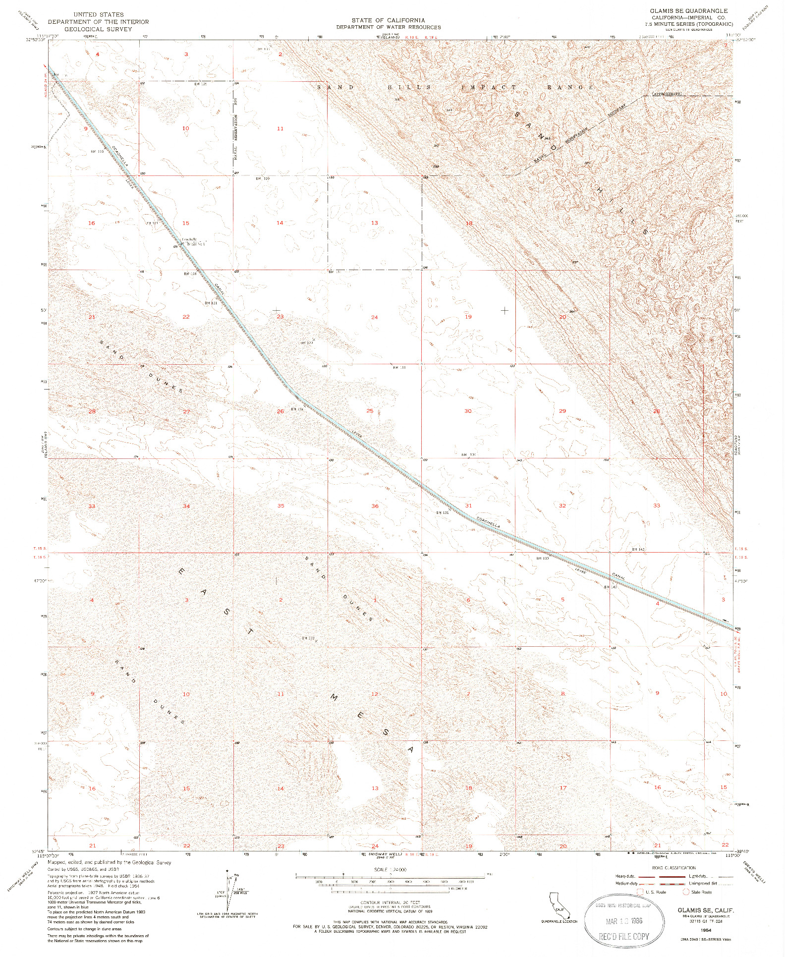 USGS 1:24000-SCALE QUADRANGLE FOR GLAMIS SE, CA 1954