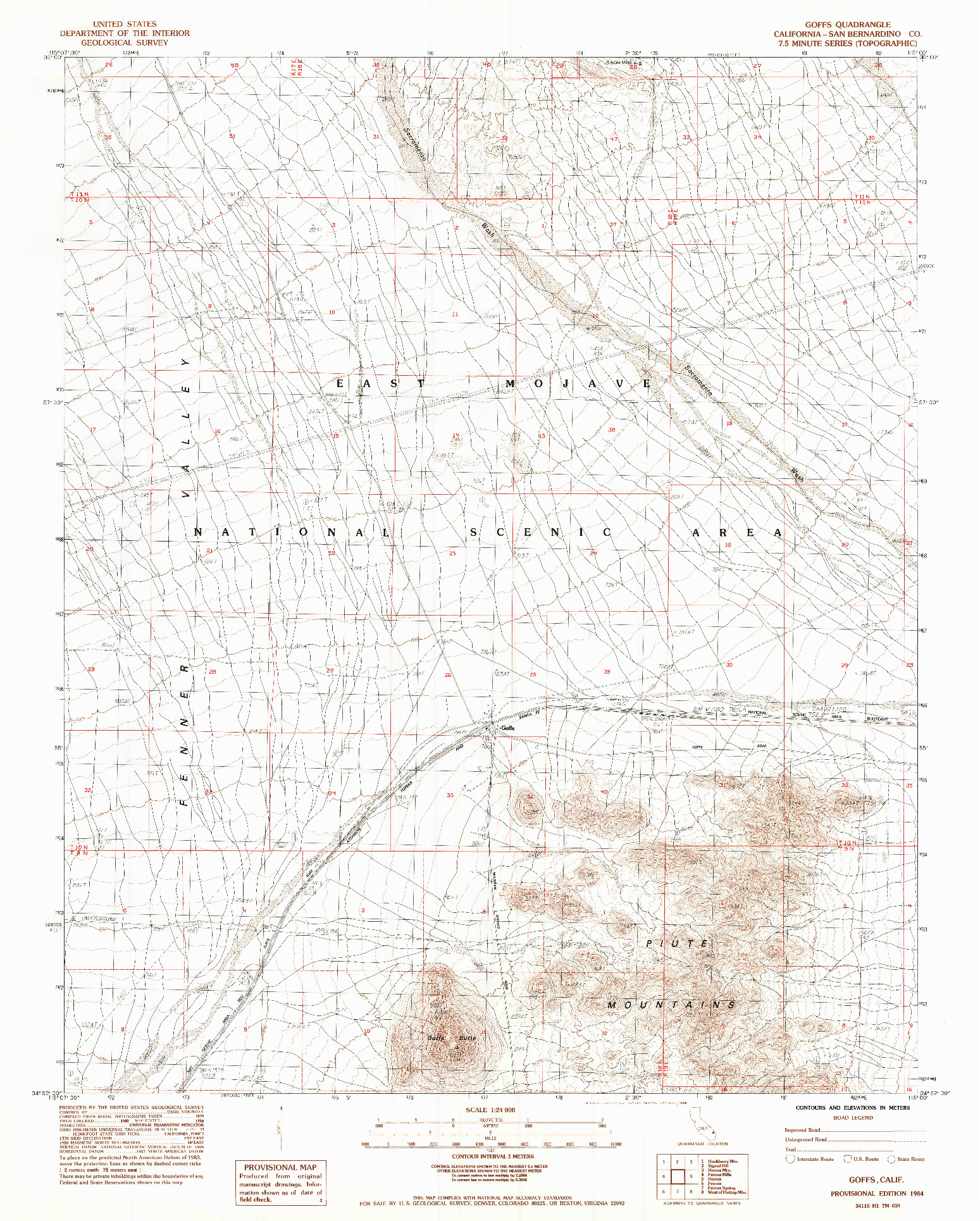 USGS 1:24000-SCALE QUADRANGLE FOR GOFFS, CA 1984