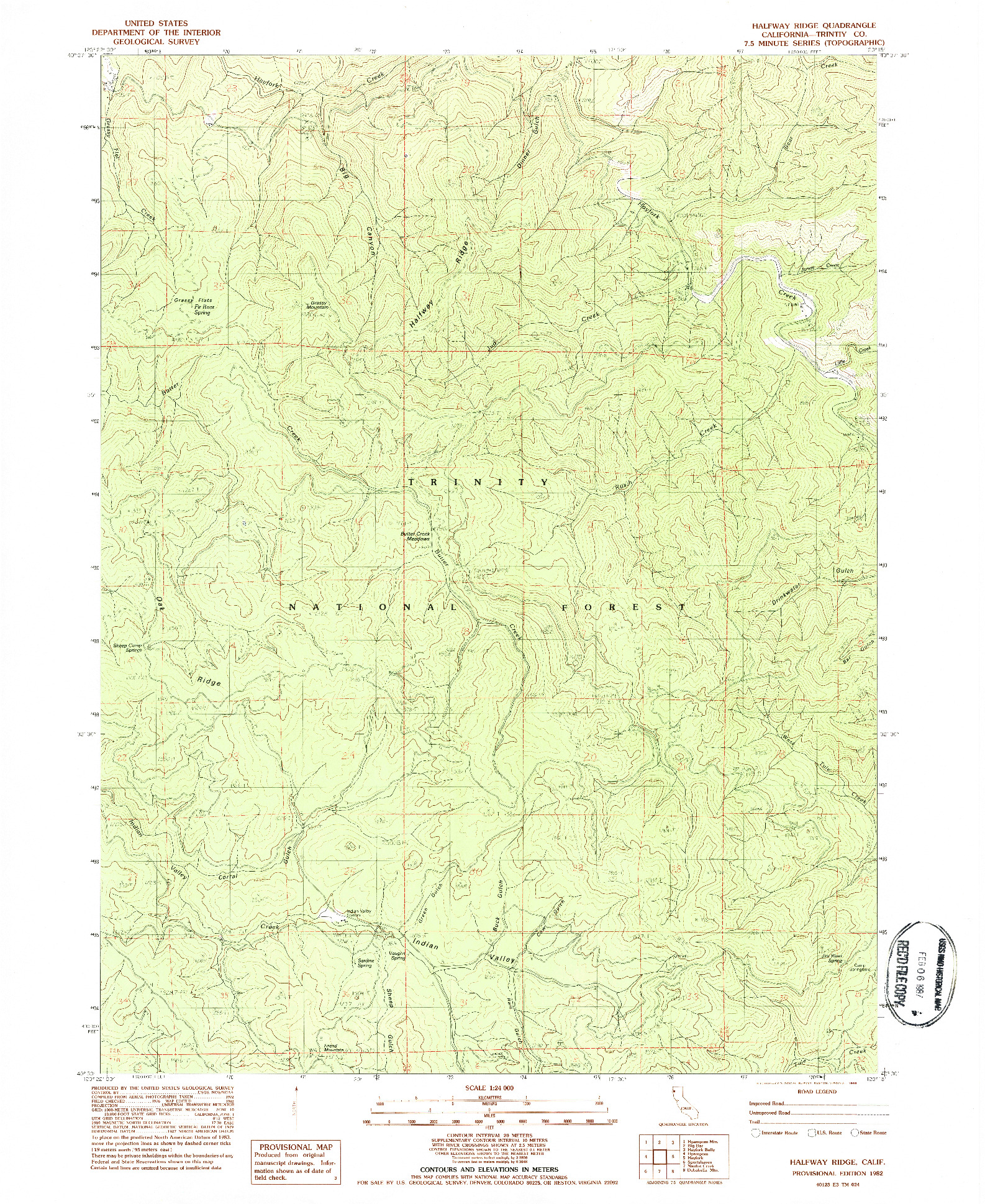 USGS 1:24000-SCALE QUADRANGLE FOR HALFWAY RIDGE, CA 1982