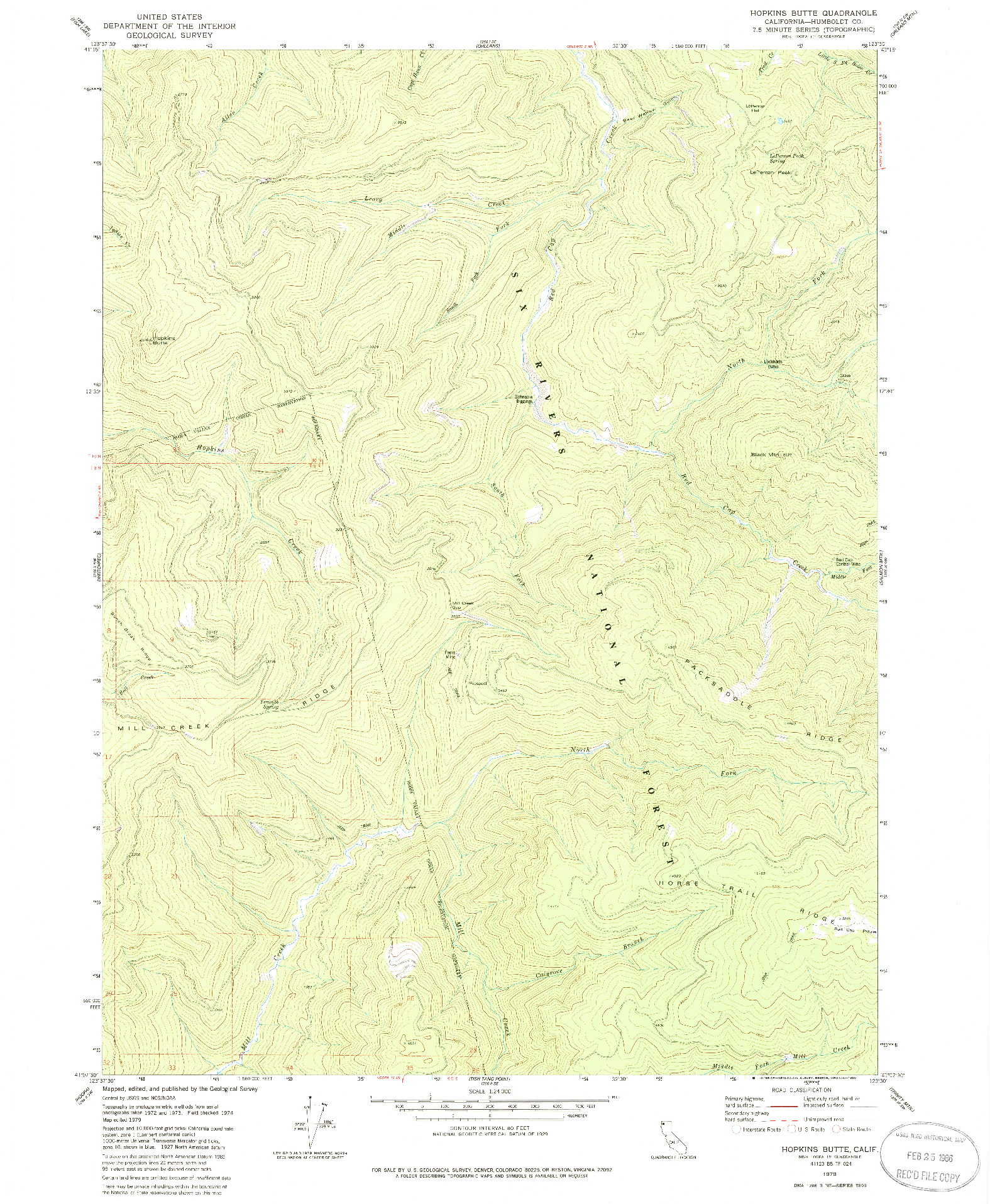USGS 1:24000-SCALE QUADRANGLE FOR HOPKINS BUTTE, CA 1979
