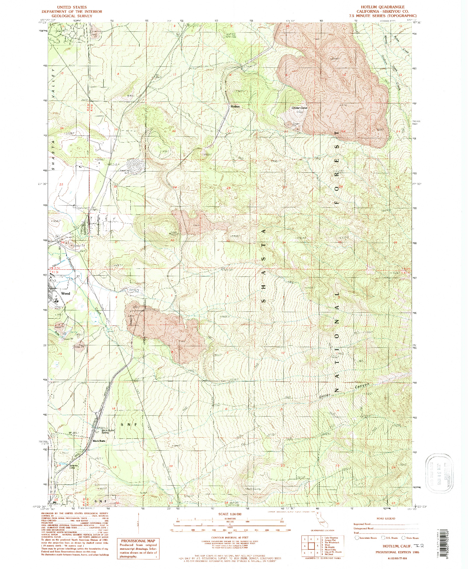 USGS 1:24000-SCALE QUADRANGLE FOR HOTLUM, CA 1986