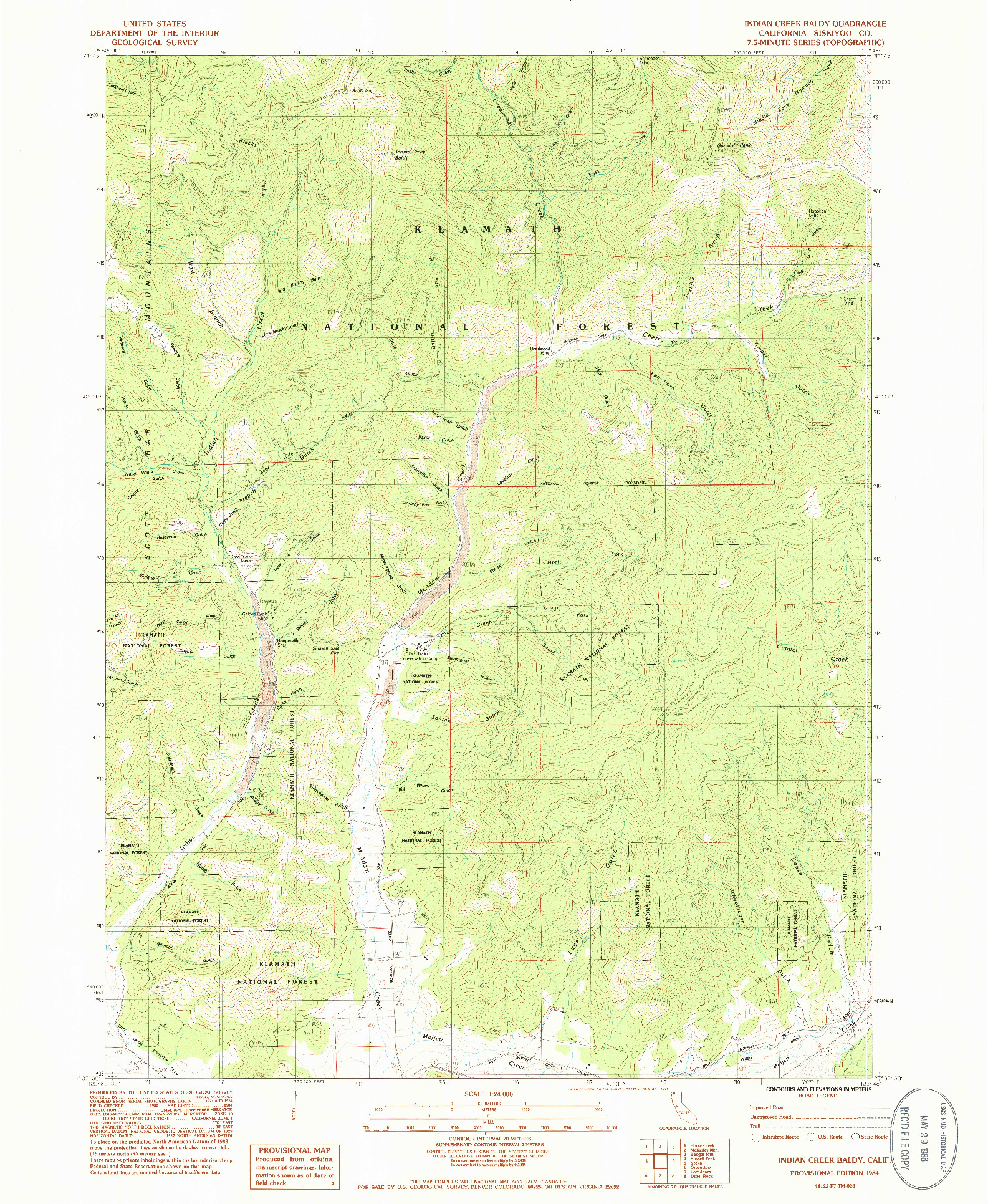 USGS 1:24000-SCALE QUADRANGLE FOR INDIAN CREEK BALDY, CA 1984