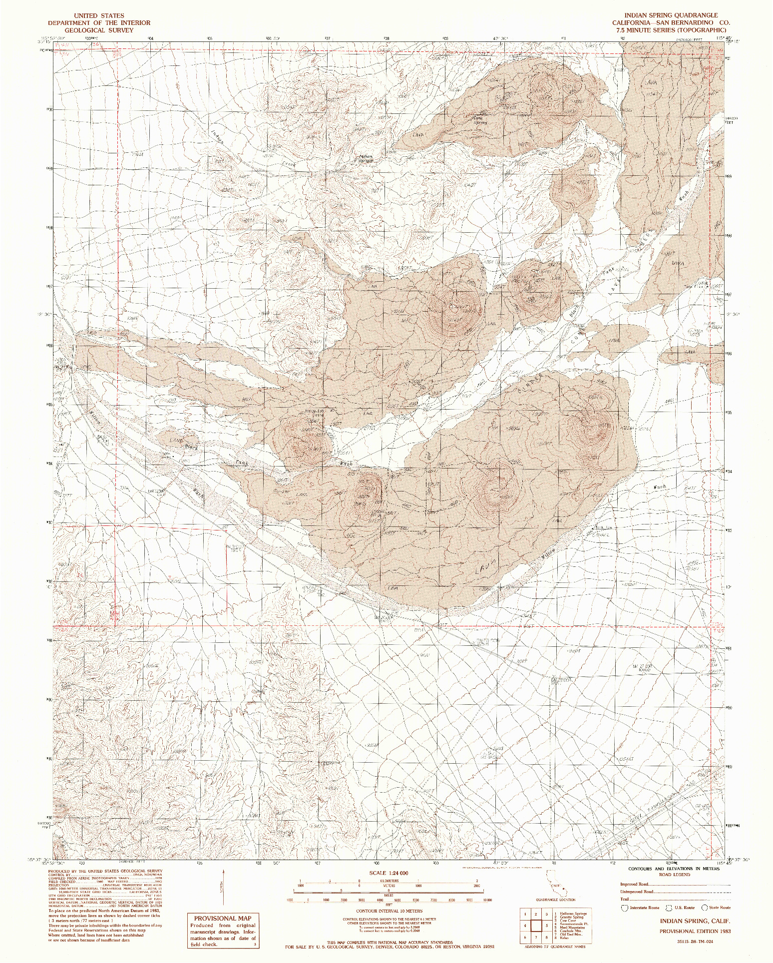 USGS 1:24000-SCALE QUADRANGLE FOR INDIAN SPRING, CA 1983