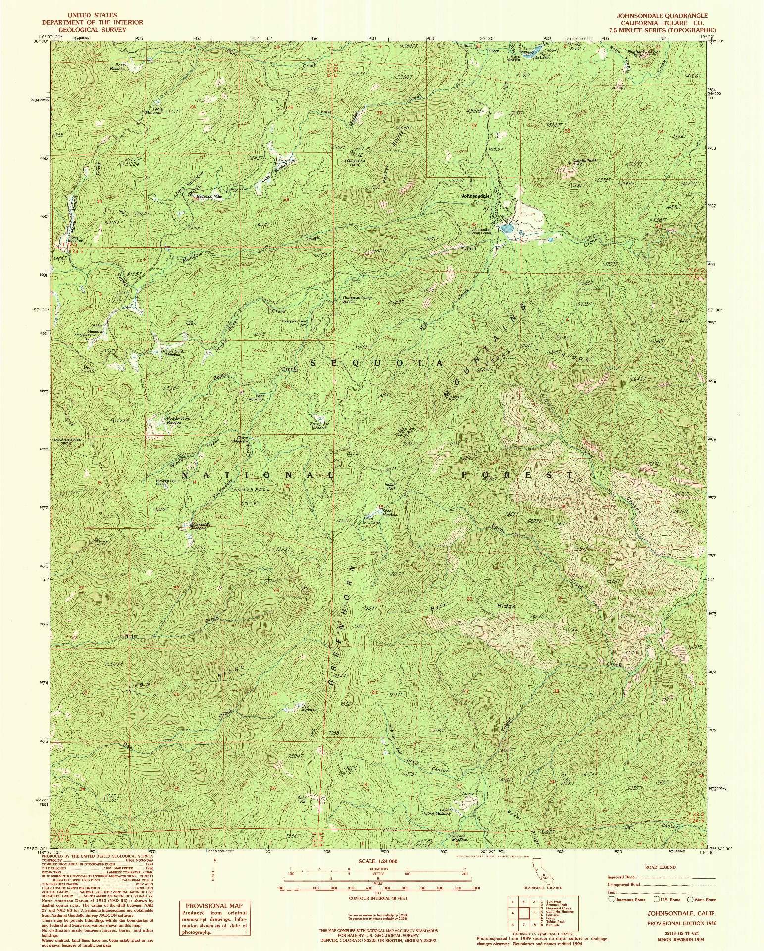 USGS 1:24000-SCALE QUADRANGLE FOR JOHNSONDALE, CA 1986