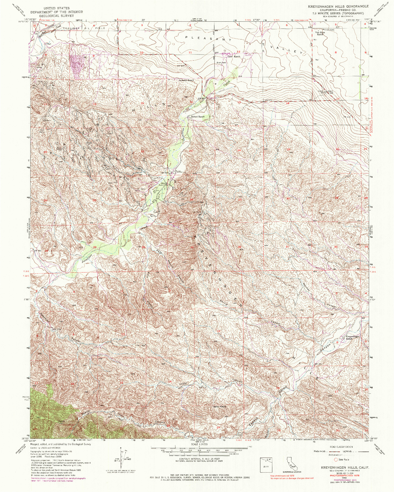 USGS 1:24000-SCALE QUADRANGLE FOR KREYENHAGEN HILLS, CA 1956