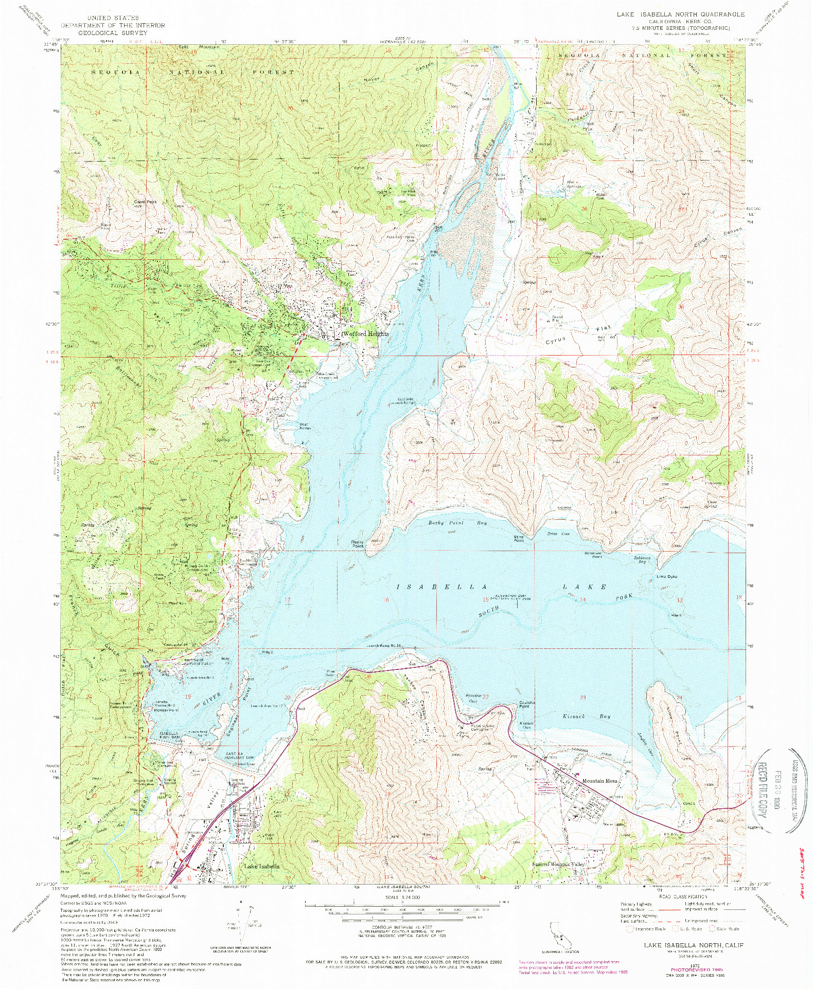 USGS 1:24000-SCALE QUADRANGLE FOR LAKE ISABELLA NORTH, CA 1972