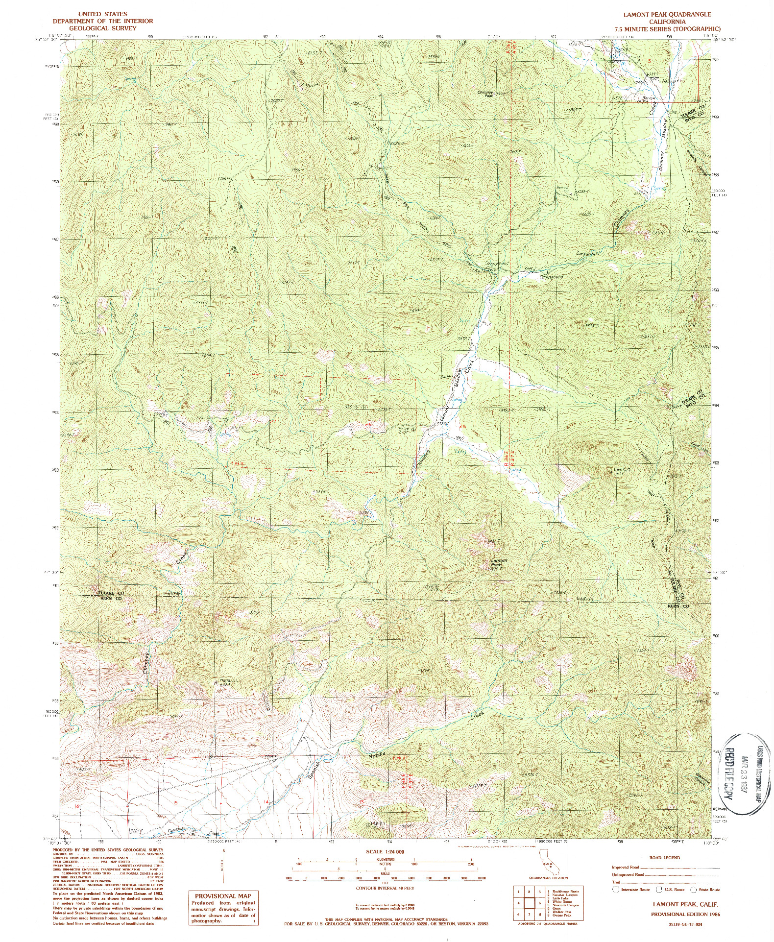USGS 1:24000-SCALE QUADRANGLE FOR LAMONT PEAK, CA 1986
