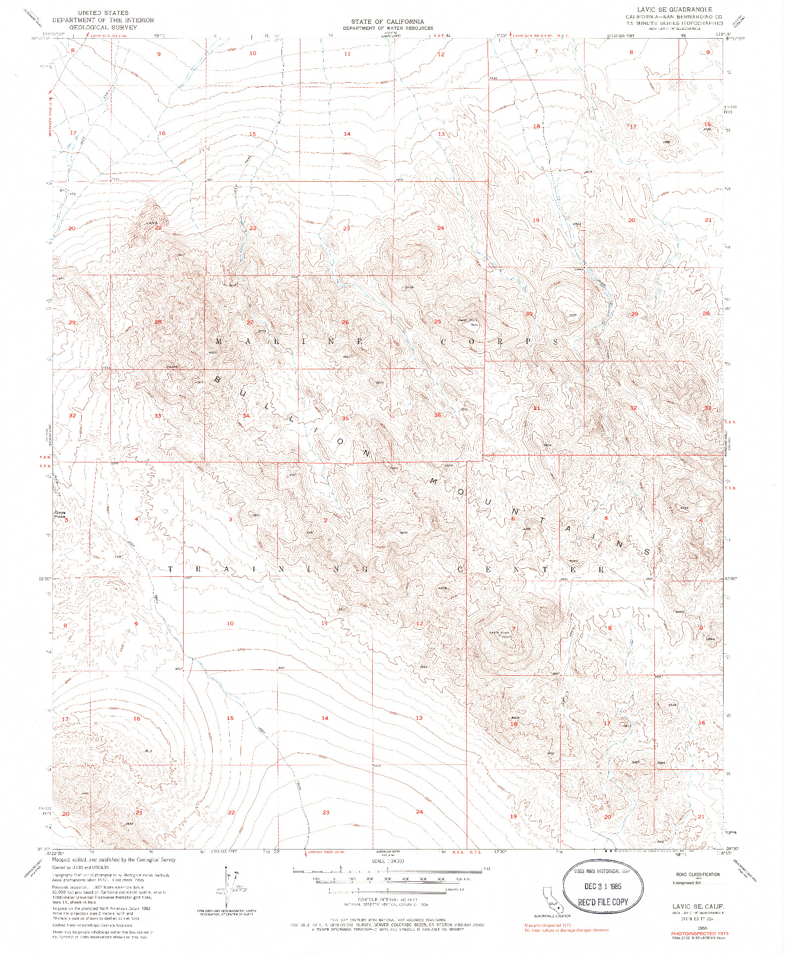 USGS 1:24000-SCALE QUADRANGLE FOR LAVIC SE, CA 1955