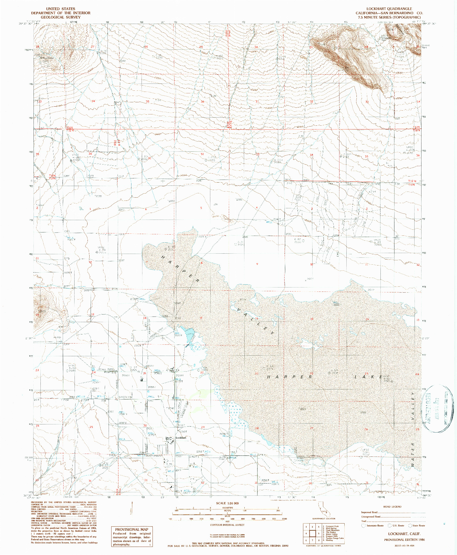 USGS 1:24000-SCALE QUADRANGLE FOR LOCKHART, CA 1986