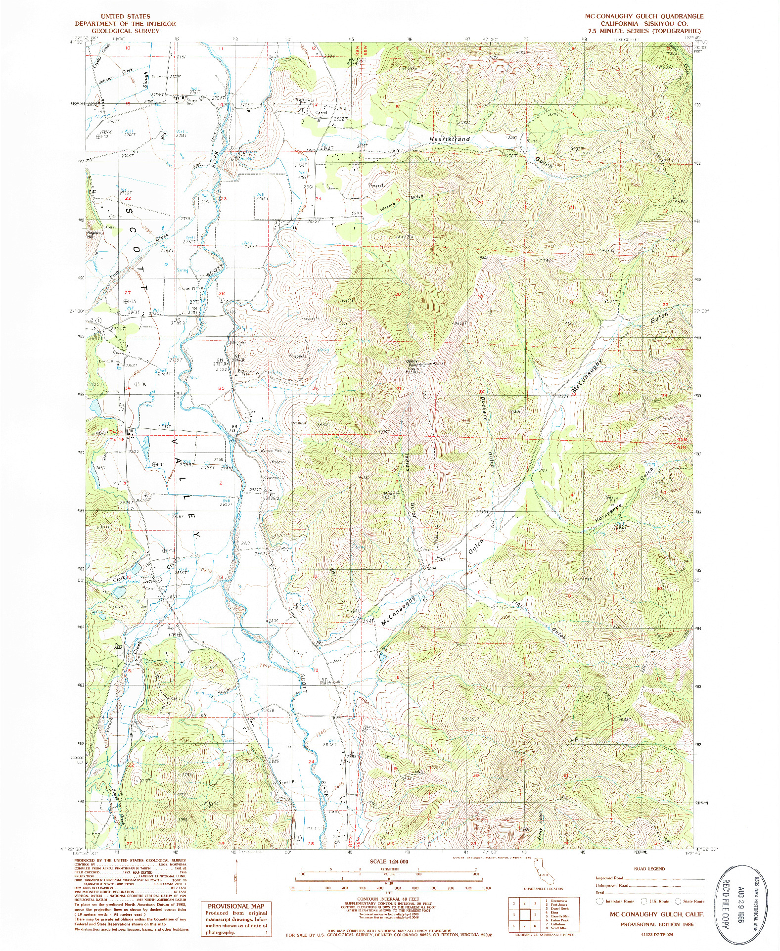 USGS 1:24000-SCALE QUADRANGLE FOR MC CONAUGHY GULCH, CA 1986