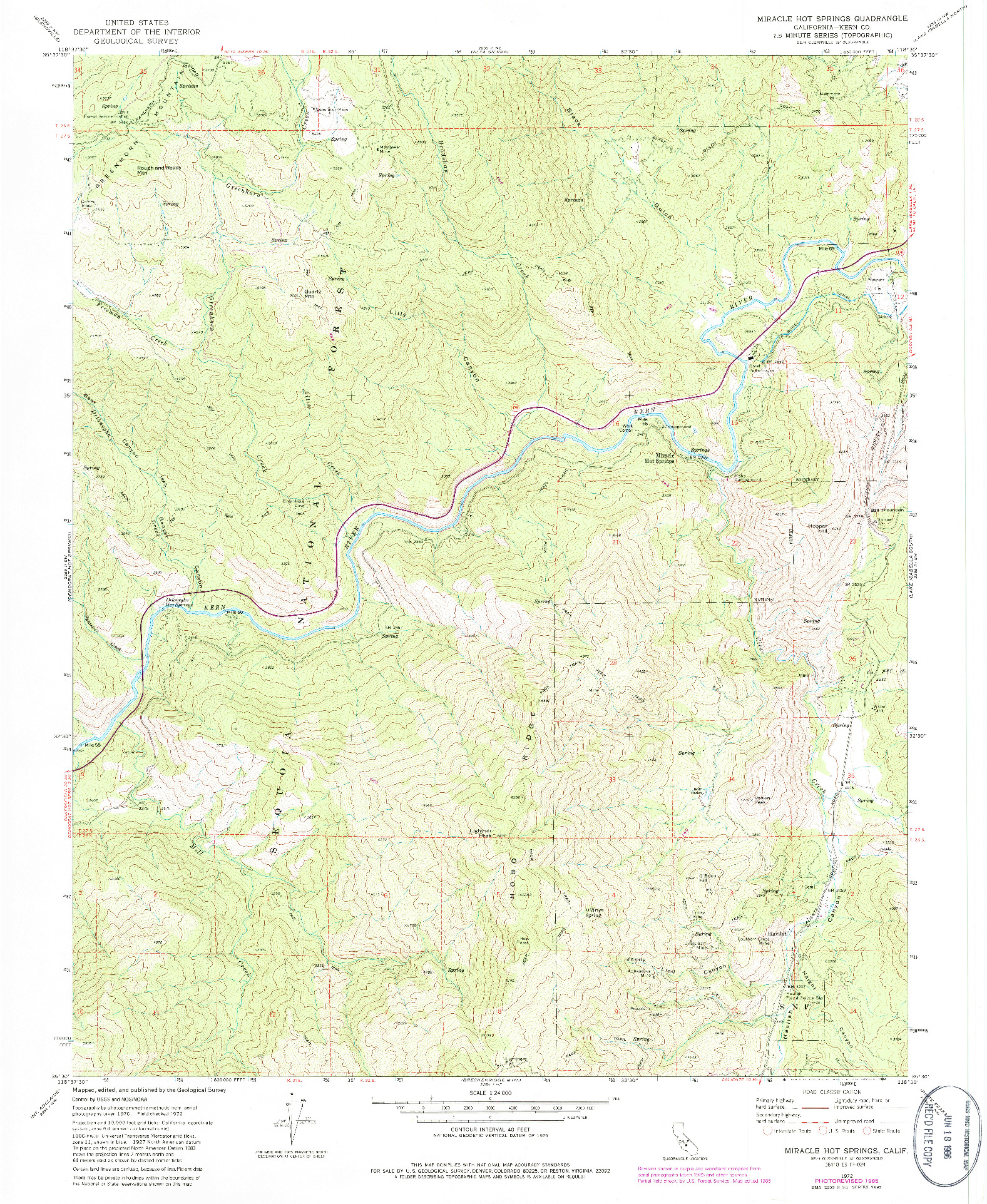USGS 1:24000-SCALE QUADRANGLE FOR MIRACLE HOT SPRINGS, CA 1972