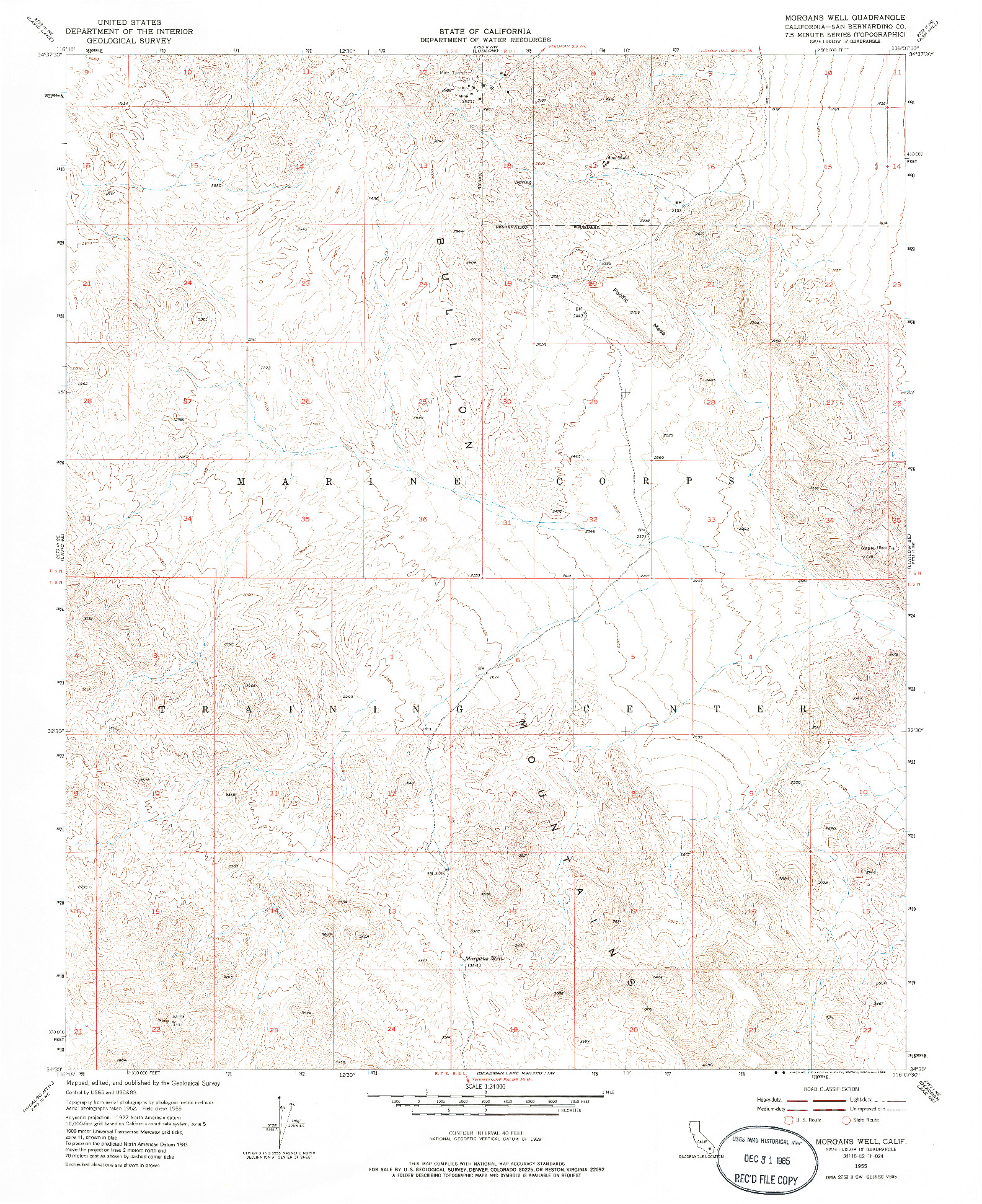 USGS 1:24000-SCALE QUADRANGLE FOR MORGANS WELL, CA 1955