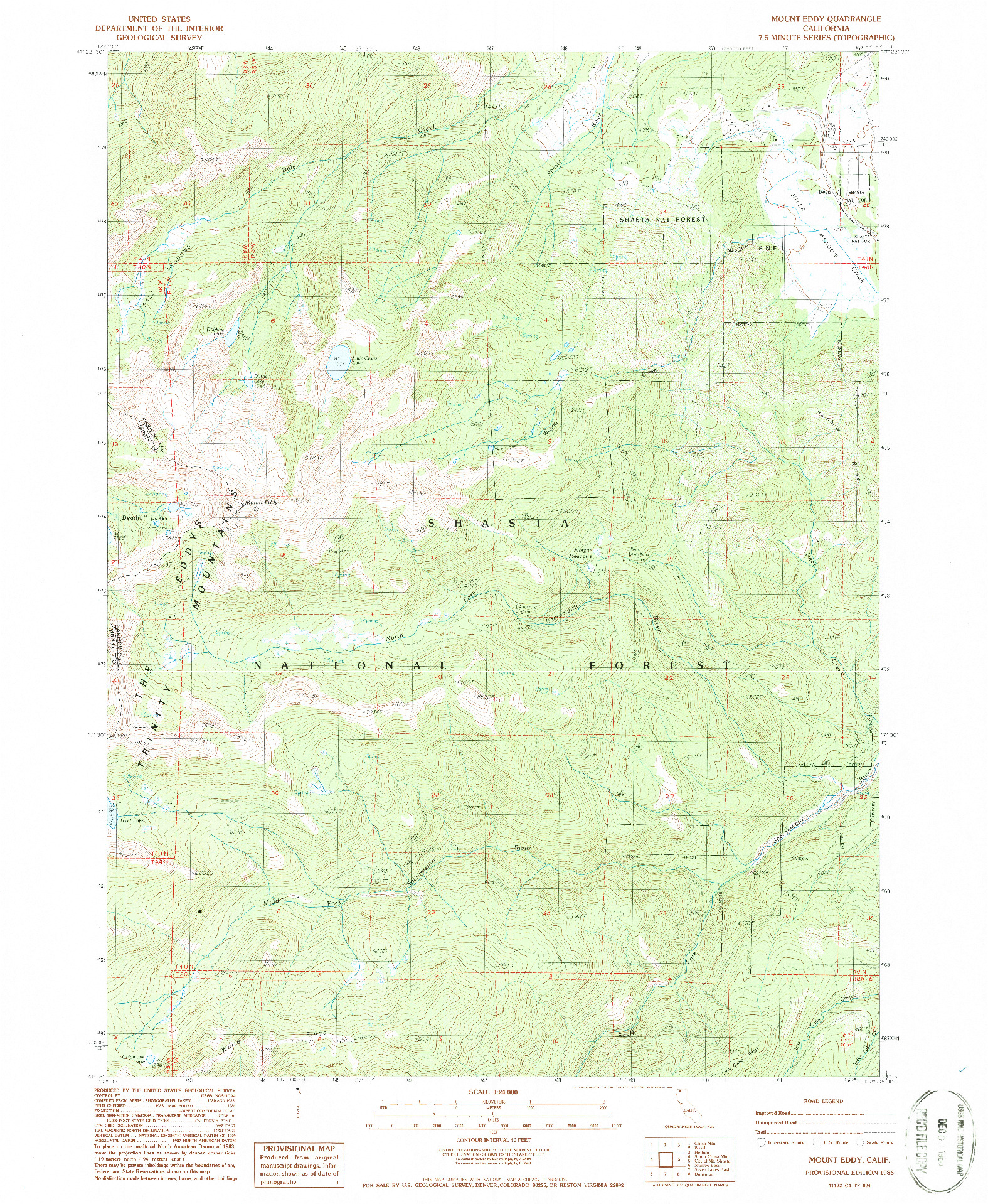 USGS 1:24000-SCALE QUADRANGLE FOR MOUNT EDDY, CA 1986