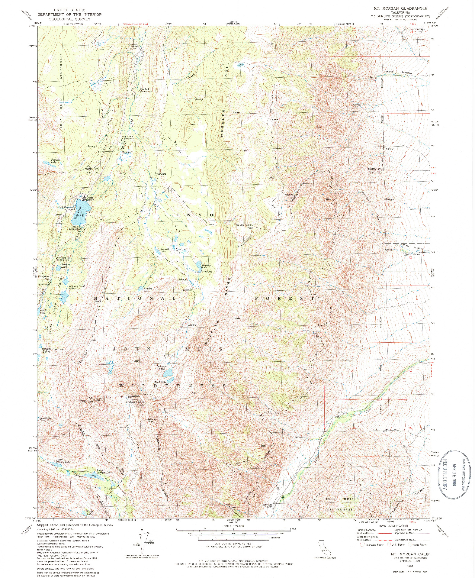 USGS 1:24000-SCALE QUADRANGLE FOR MT. MORGAN, CA 1982