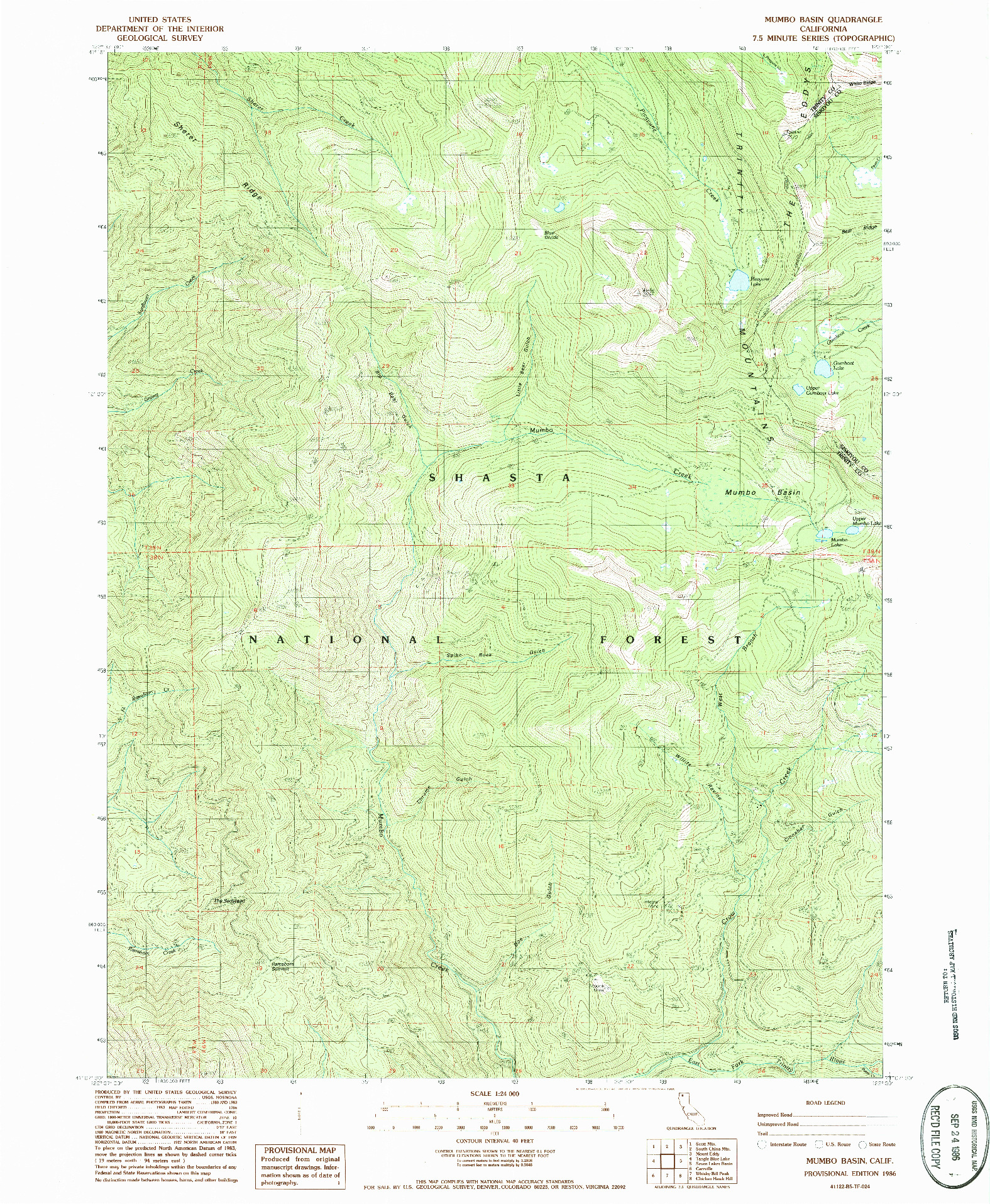 USGS 1:24000-SCALE QUADRANGLE FOR MUMBO BASIN, CA 1986