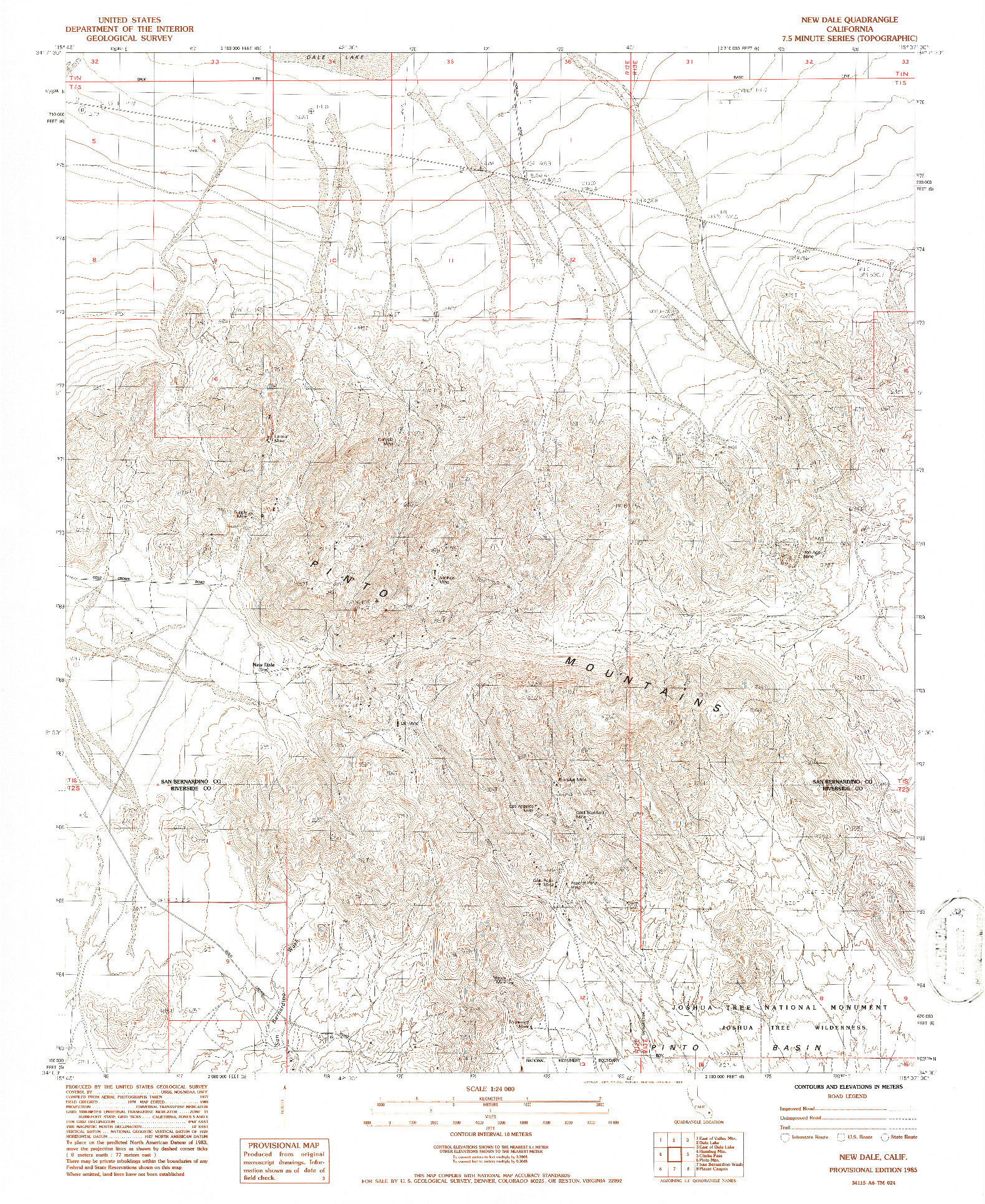 USGS 1:24000-SCALE QUADRANGLE FOR NEW DALE, CA 1985