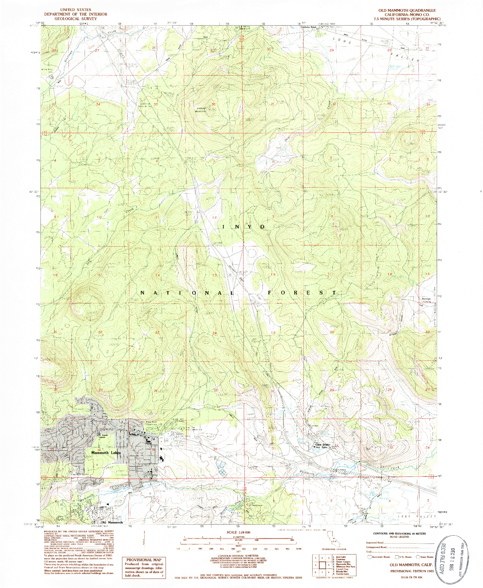 USGS 1:24000-SCALE QUADRANGLE FOR OLD MAMMOTH, CA 1983