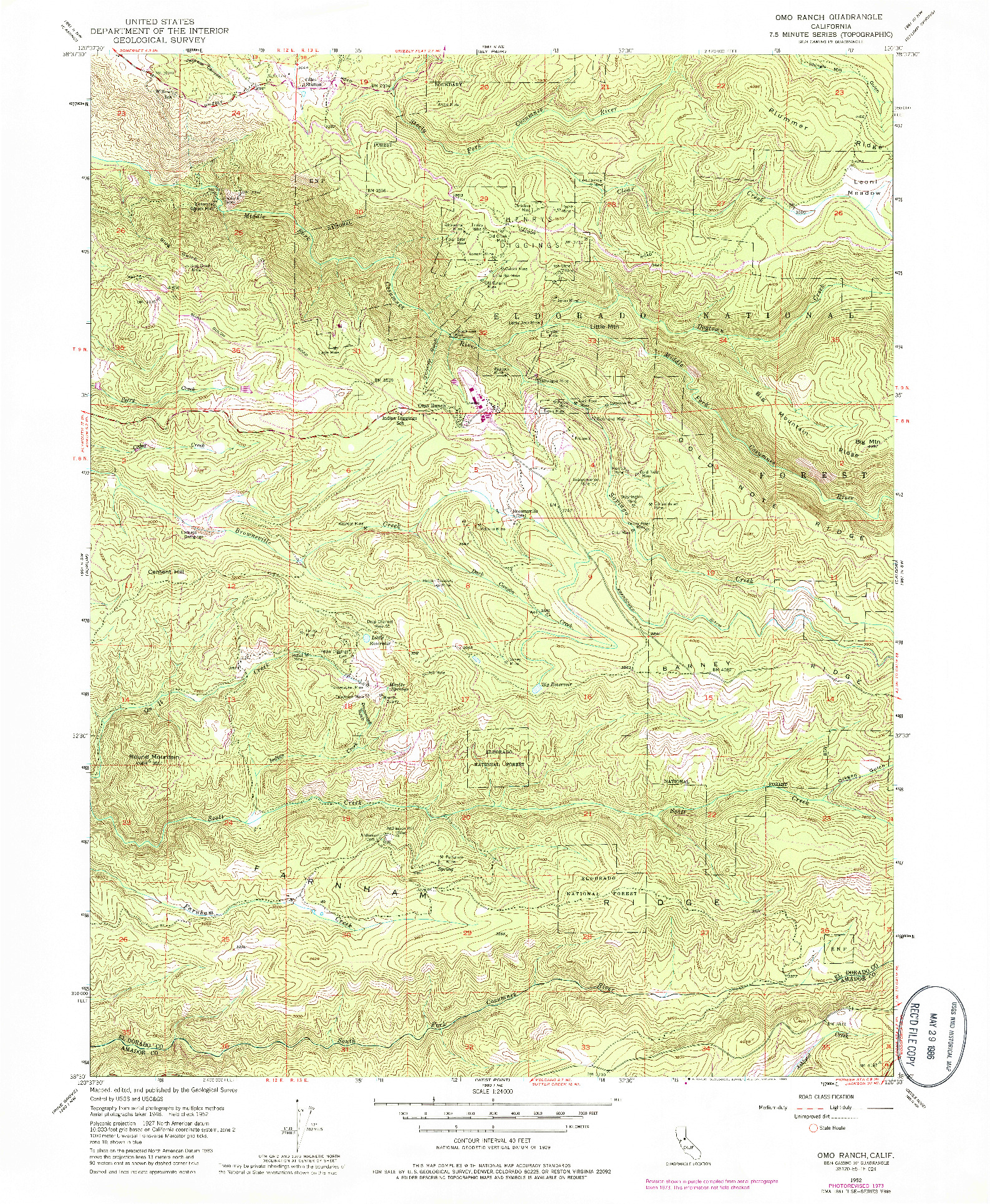 USGS 1:24000-SCALE QUADRANGLE FOR OMO RANCH, CA 1952