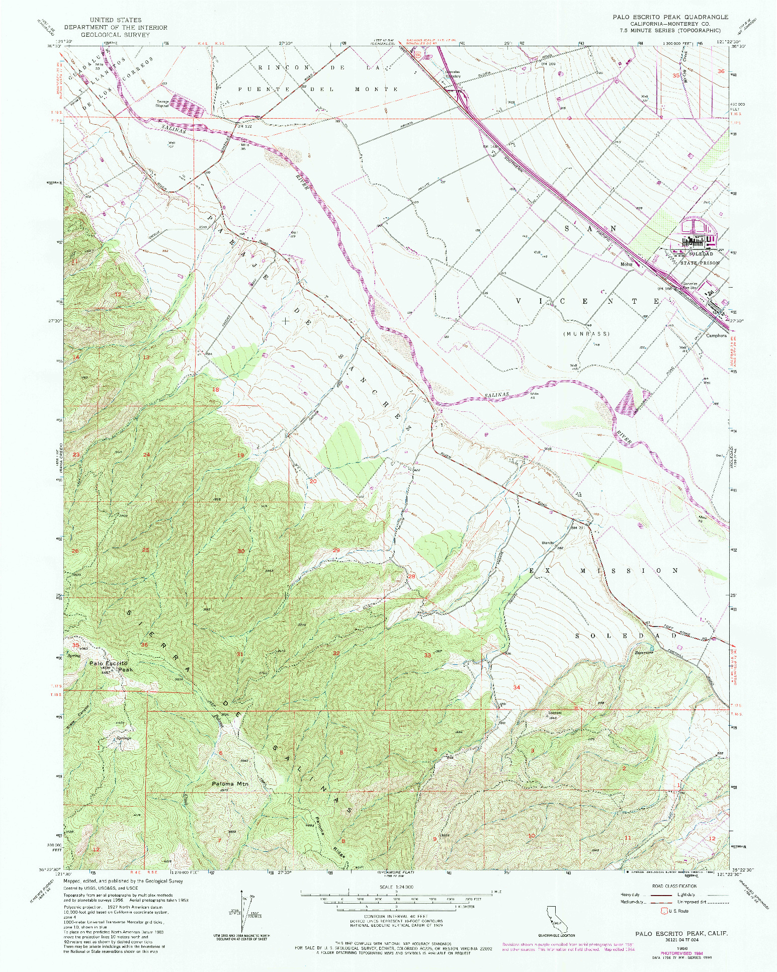USGS 1:24000-SCALE QUADRANGLE FOR PALO ESCRITO PEAK, CA 1956