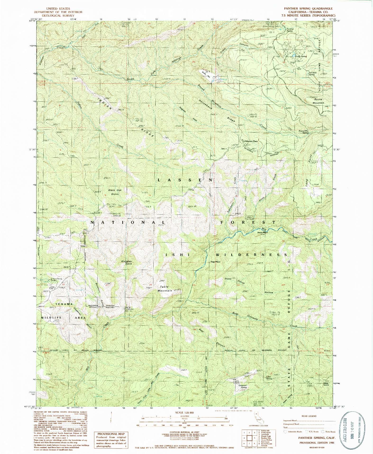 USGS 1:24000-SCALE QUADRANGLE FOR PANTHER SPRING, CA 1986