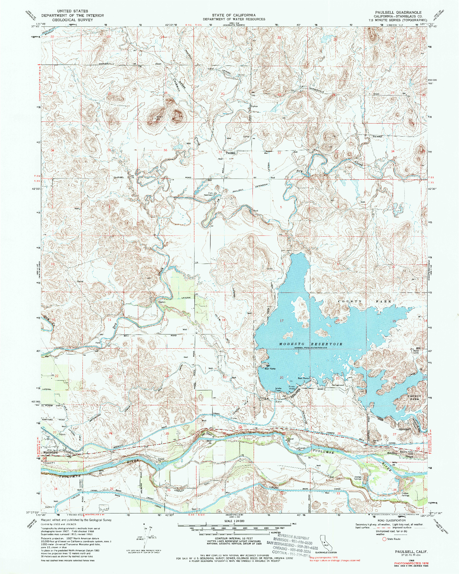 USGS 1:24000-SCALE QUADRANGLE FOR PAULSELL, CA 1968