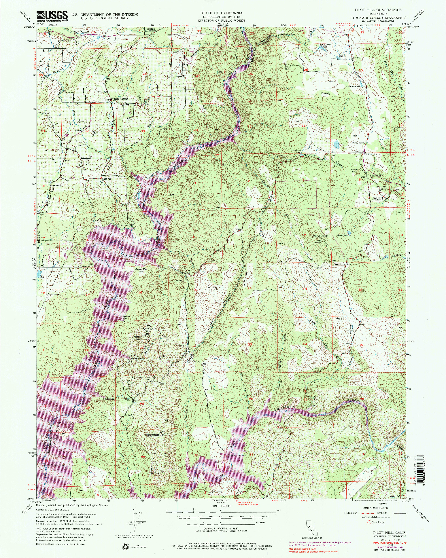 USGS 1:24000-SCALE QUADRANGLE FOR PILOT HILL, CA 1954