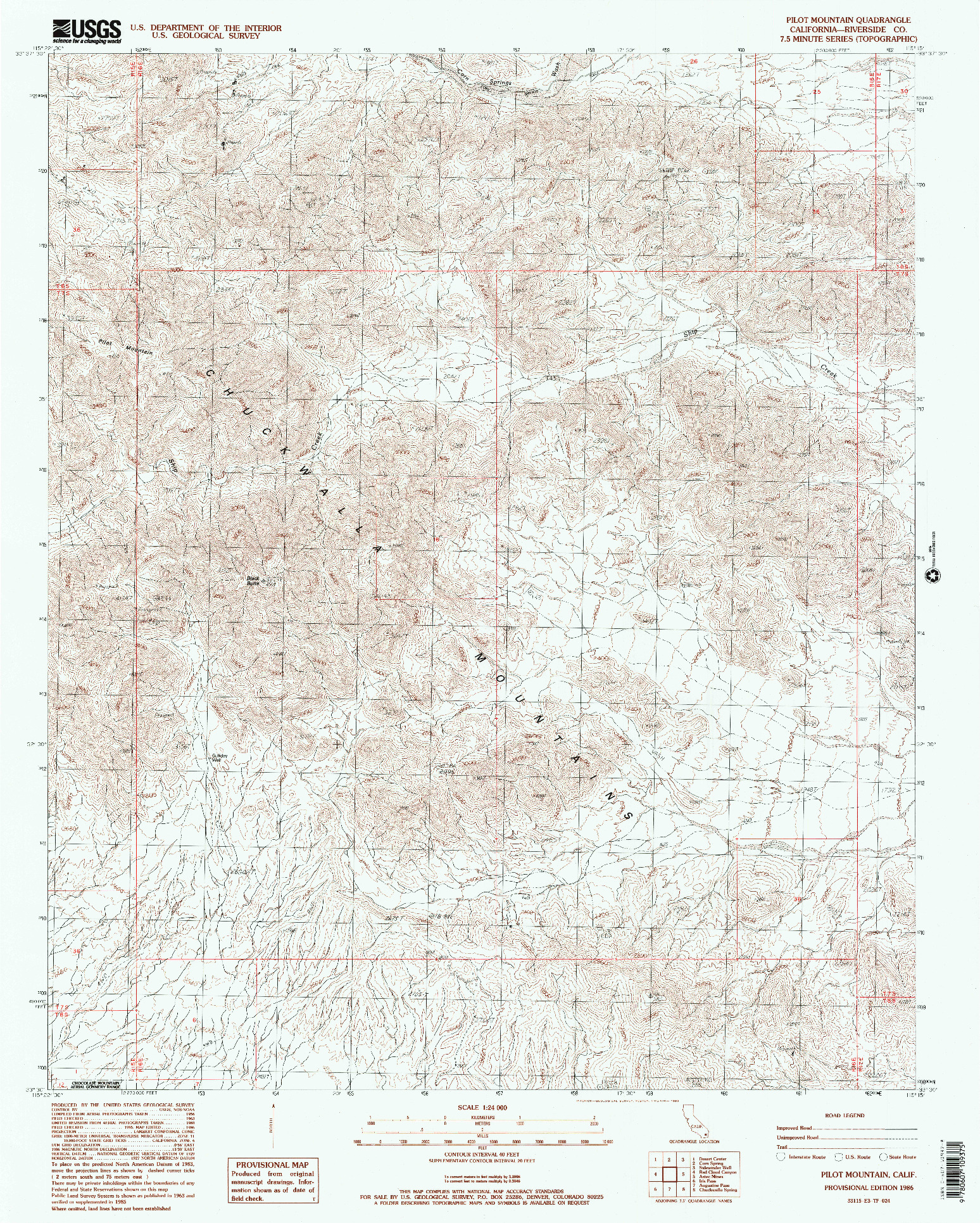 USGS 1:24000-SCALE QUADRANGLE FOR PILOT MOUNTAIN, CA 1986