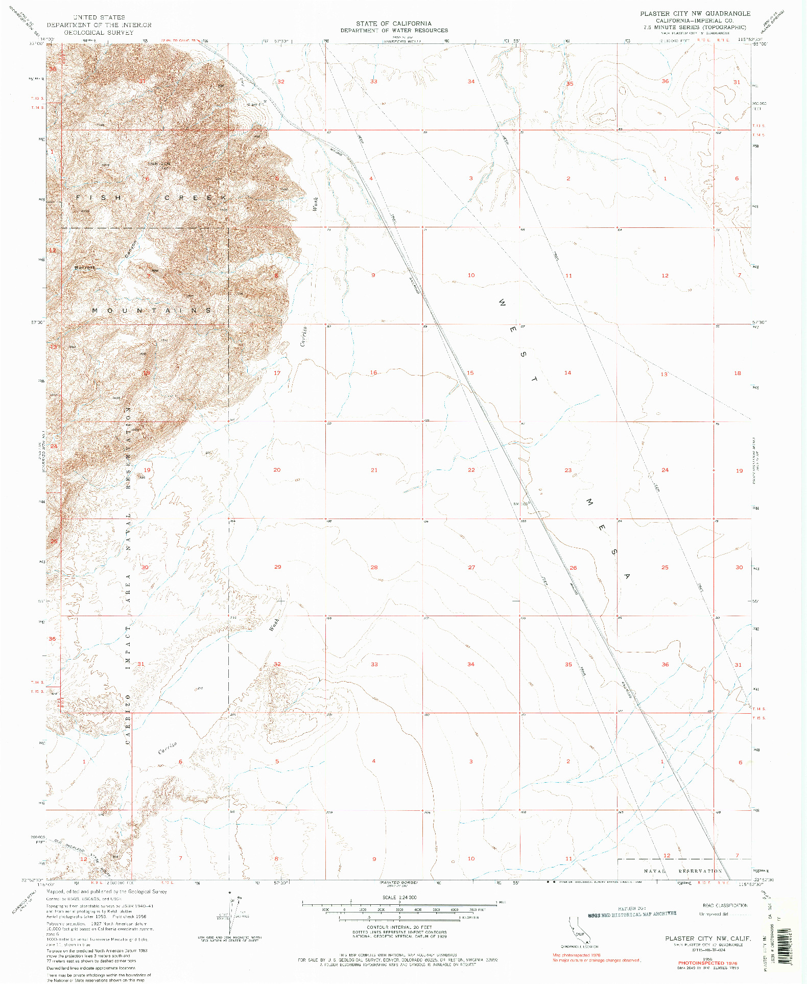 USGS 1:24000-SCALE QUADRANGLE FOR PLASTER CITY NW, CA 1956