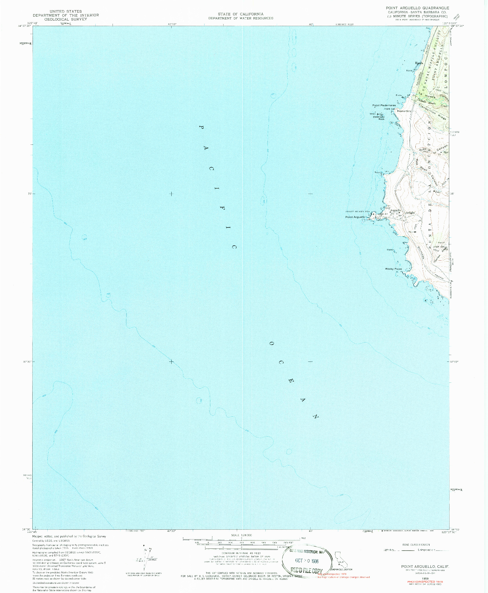 USGS 1:24000-SCALE QUADRANGLE FOR POINT ARGUELLO, CA 1959