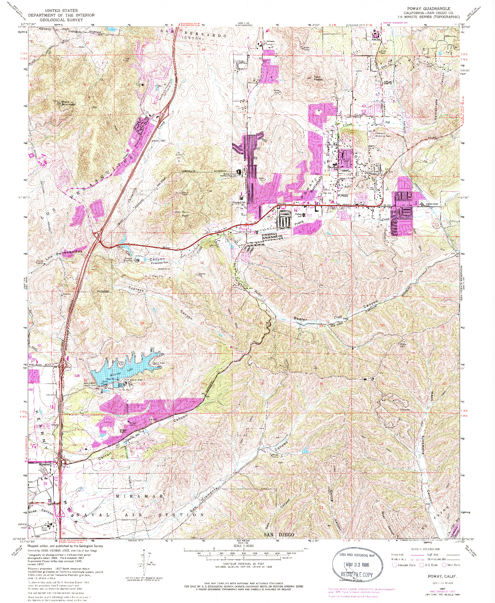 USGS 1:24000-SCALE QUADRANGLE FOR POWAY, CA 1967