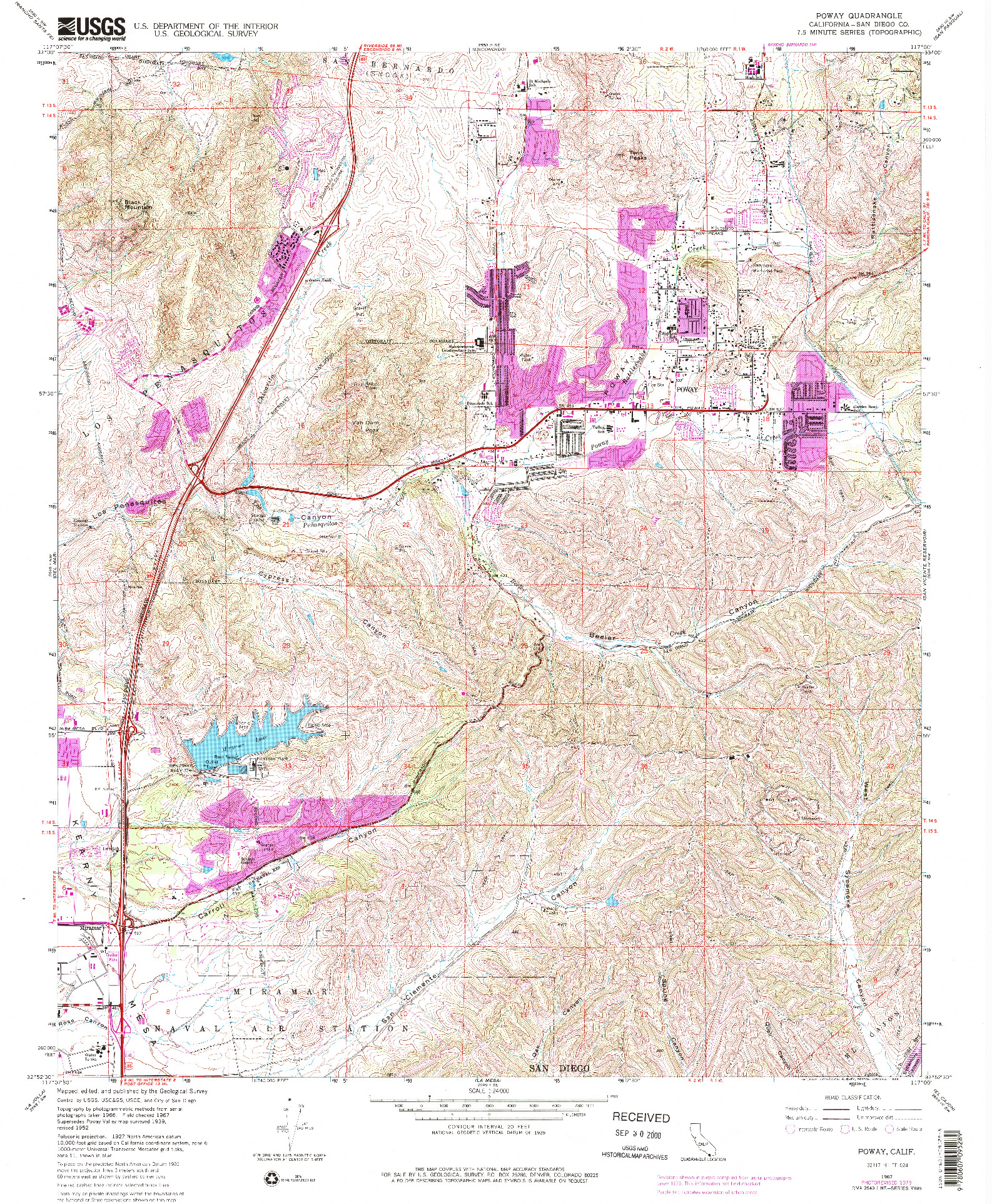 USGS 1:24000-SCALE QUADRANGLE FOR POWAY, CA 1967