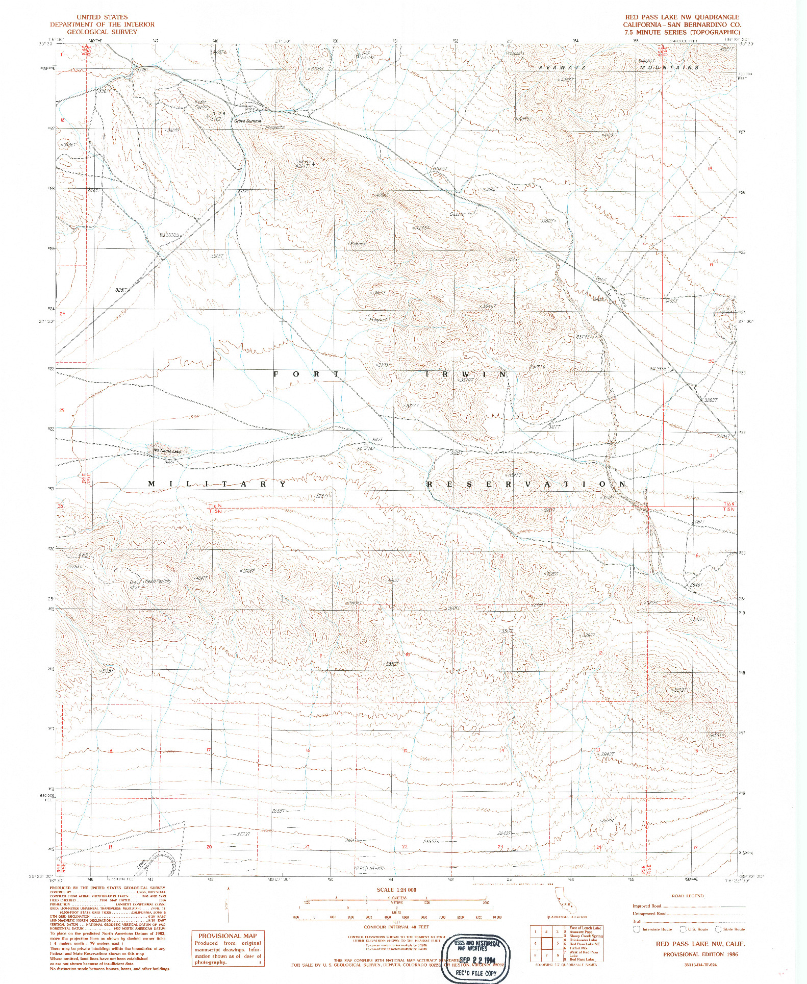 USGS 1:24000-SCALE QUADRANGLE FOR RED PASS LAKE NW, CA 1986