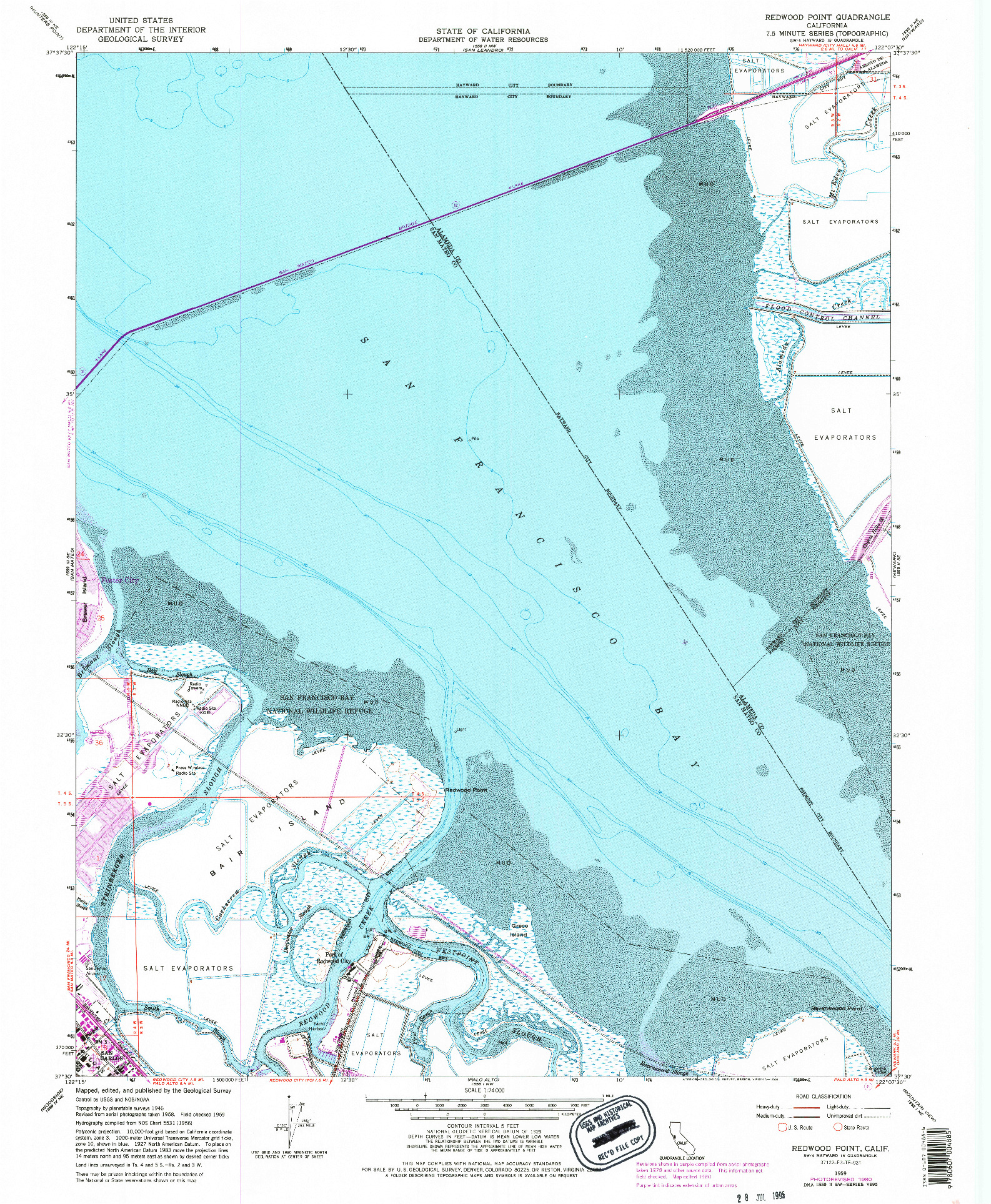 USGS 1:24000-SCALE QUADRANGLE FOR REDWOOD POINT, CA 1959