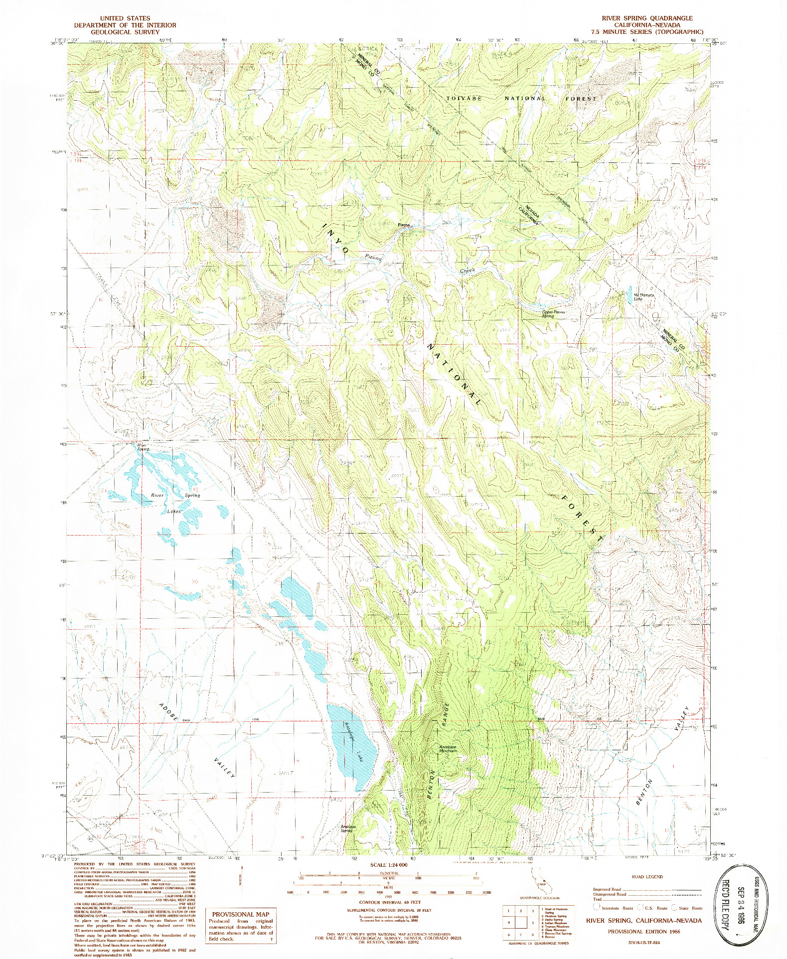 USGS 1:24000-SCALE QUADRANGLE FOR RIVER SPRING, CA 1986