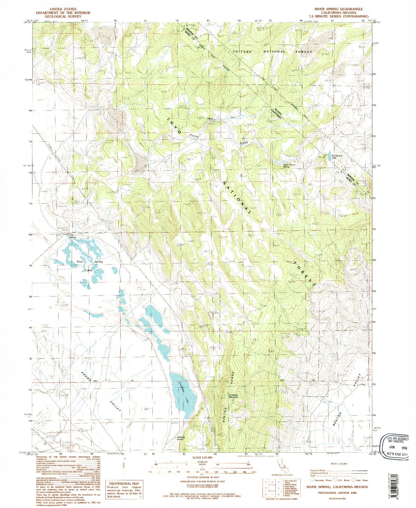 USGS 1:24000-SCALE QUADRANGLE FOR RIVER SPRING, CA 1986