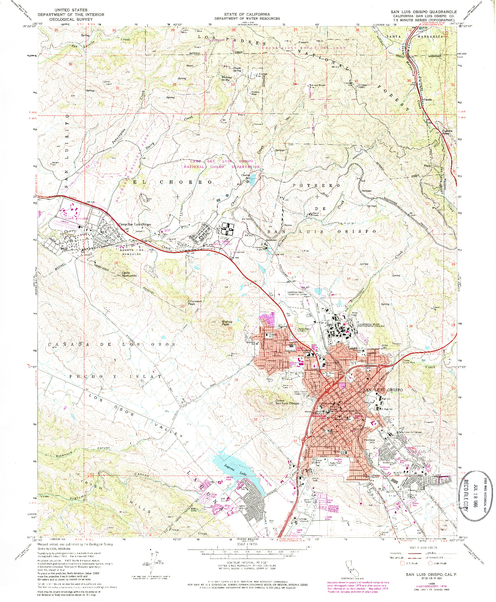 USGS 1:24000-SCALE QUADRANGLE FOR SAN LUIS OBISPO, CA 1965